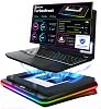 KLIM Turbofrost Gaming Laptop Cooling Pad - 4 Powerful Turbo Fans - 4 x 4000 RPM, Laptop Cooler 2 Power Modes USB-C/DC, Dynamic RGB, 4-Ports USB, Sealed Foam for Fast Cooling - Up to 17in - Grey Space