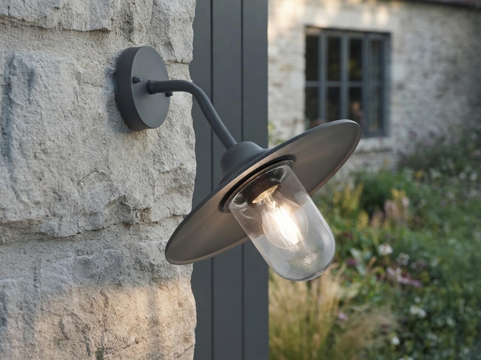 meineWunschleuchte Außen-Wandleuchte Anthrazit aus Aluminium mit Glas