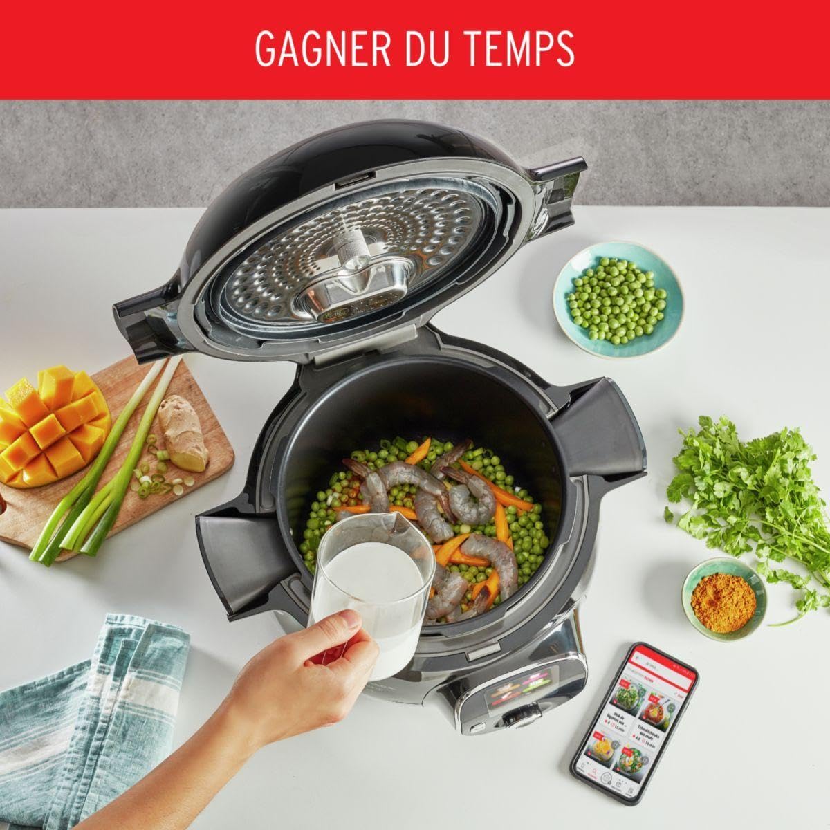 MOULINEX COOKEO+ CONNECT MULTICUISEUR INTELLIGENT 6 PROGRAMMES, 200 RECETTES 6L NOIR CE867810