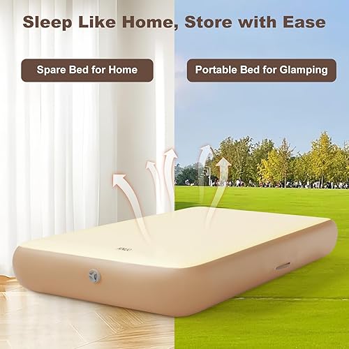 Miniatura 7 de Colchón de aire tamaño individual con estructura de fibra infinita  Soporte de 1000 libras, 8 pulgadas de grosor, uso continuo de 30 días, cama de