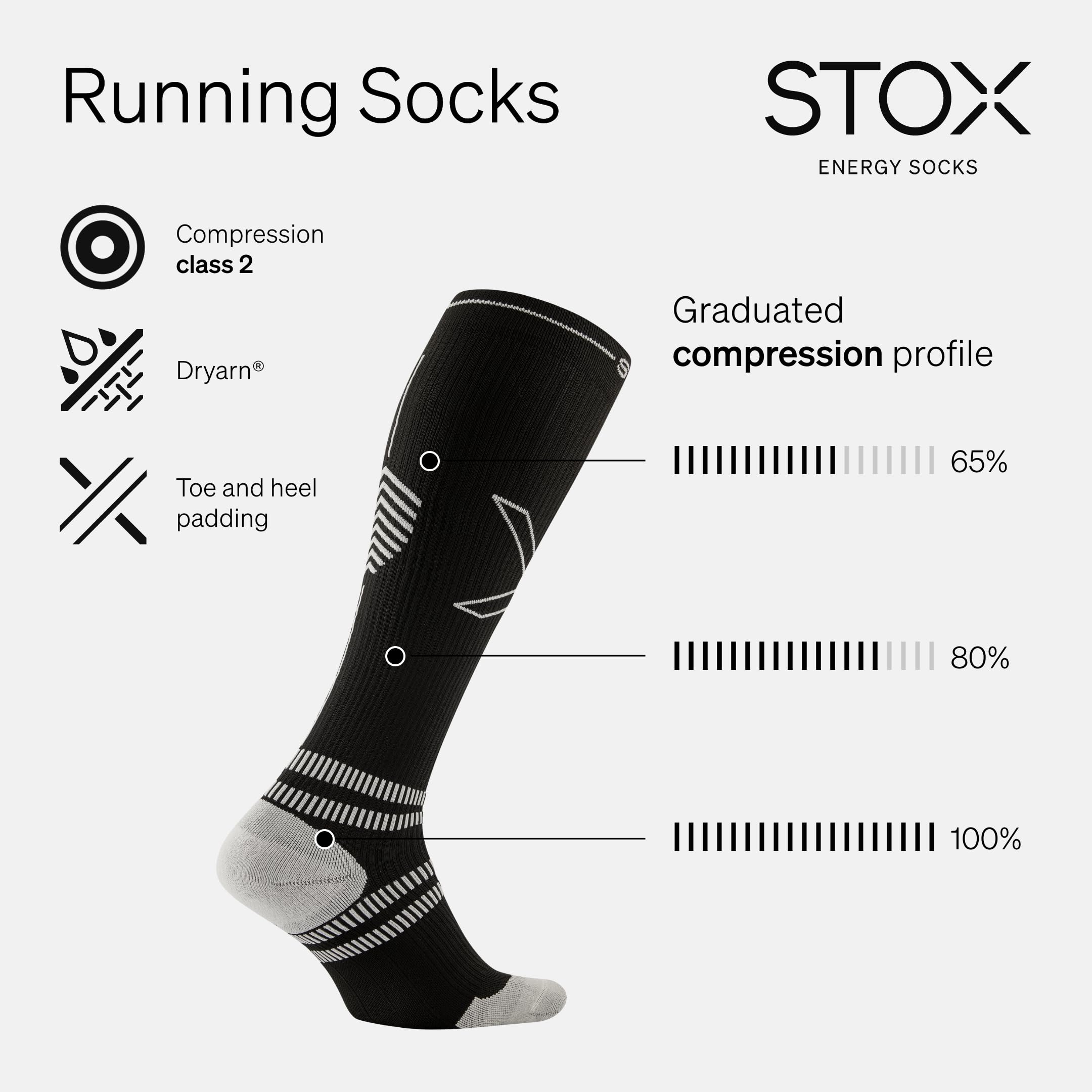 STOX Energy Socks Laufsocken Damen, Running Compression Socks Women, Kompressionsstrümpfe, Sportsocken, Stützstrümpfe, Kompressionssocken Sport