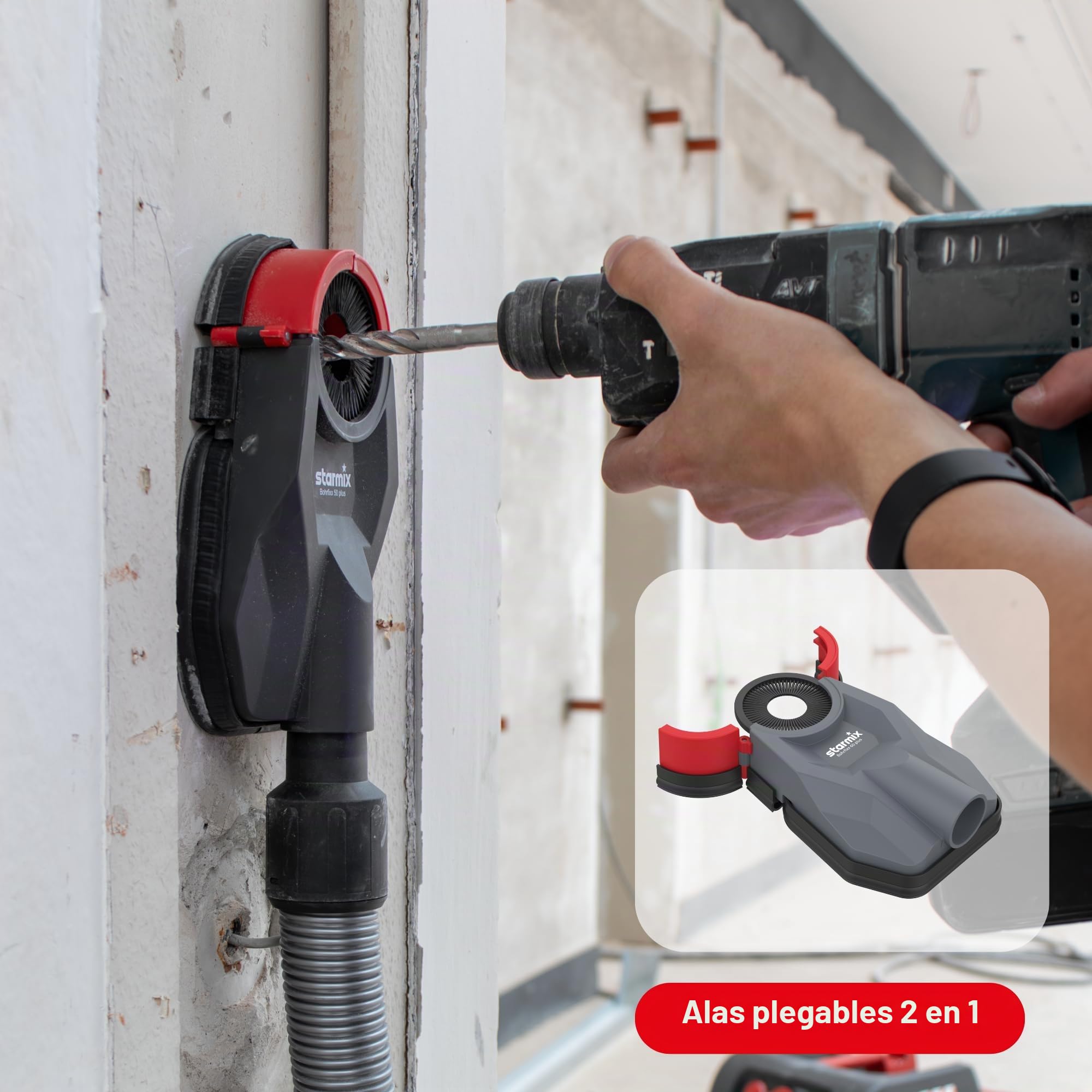 Starmix Bohrfixx 60 Plus 110134 - Boquilla para polvo de perforación, se adhiere incluso a la pared, también adecuada para taladros más grandes