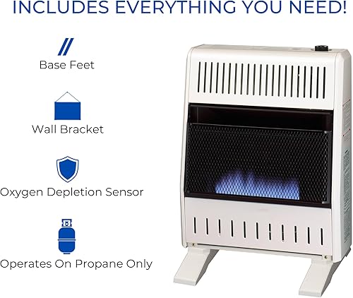 Miniatura 5 de ProCom ML200TBA-B - Calentador de espacio de llama azul a gas propano sin ventilación con control de termostato para uso doméstico y oficina, 20000