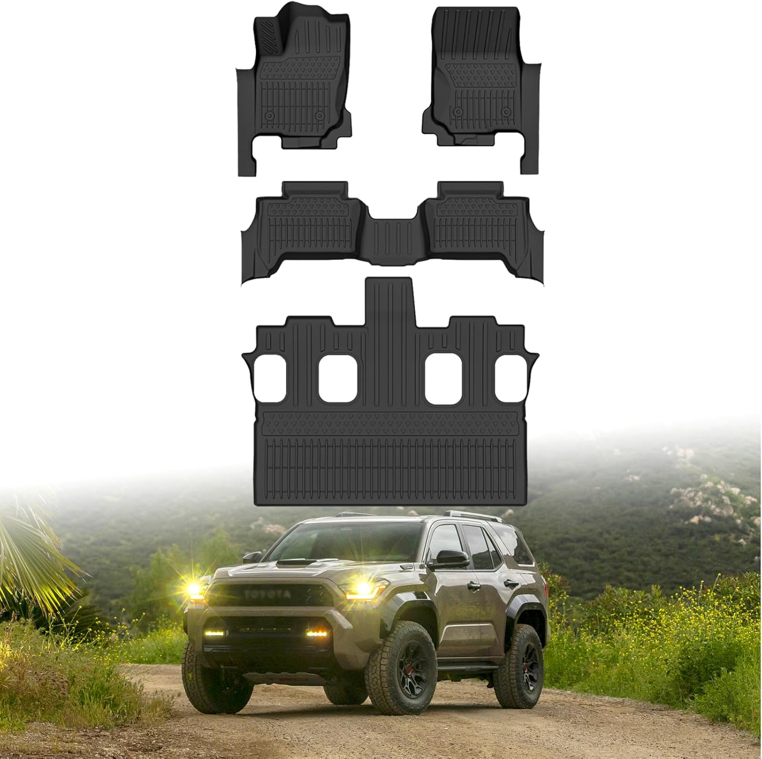 All Weather Car Floor Mats for 2025 2026 Toyota 4Runner 7 Seats (SR5/Limited), TPE Rubber Floor Liners Anti-Slip Full Set Automotive Mats for 2025 2026 Toyota 4Runner Accessories (Not for Hybrid/EV) Floor Mats for 2025 Toyota 4Runner