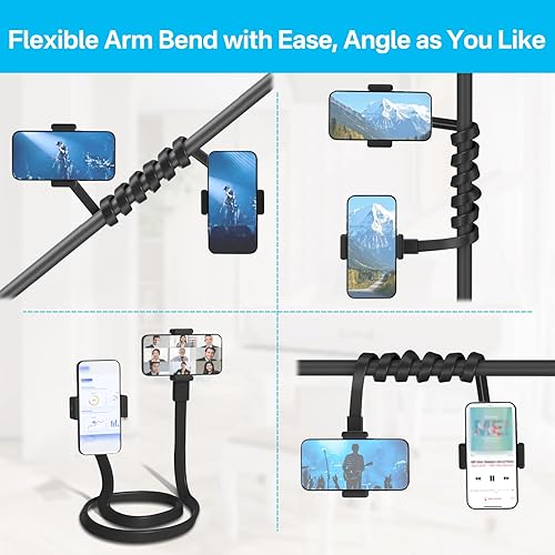 Miniatura 4 de Chunxiao Soporte universal flexible para micrófono para teléfonos inteligentes de 3.5 a 7.5 pulgadas, soporte de teléfono celular ajustable doble