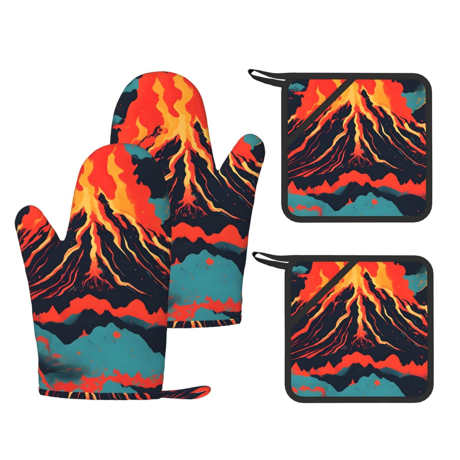 Gants de cuisine en silicone résistants à la chaleur volcan x4