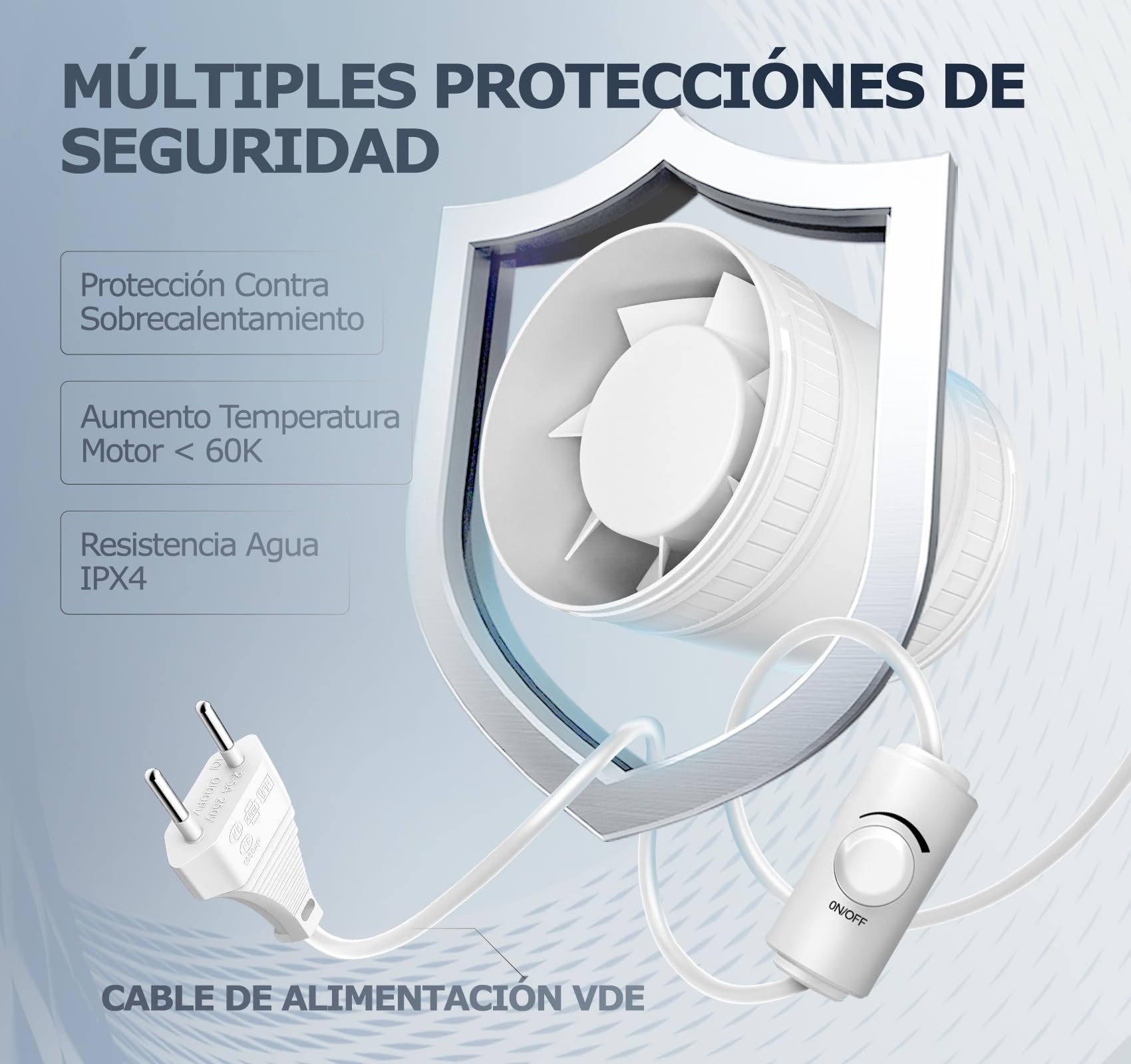 Ventilador Extractor de Aire en Línea 100 mm a Velocidad Ajustable con Protección Contra el Sobrecalentamiento, Ventilador de Conducto Compacto Silencioso Potente, Extractor de baño WC Tienda