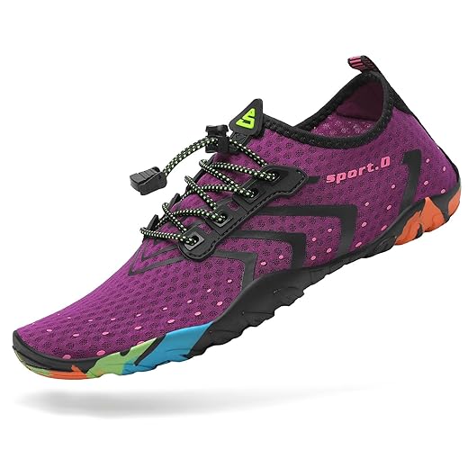 Mens Womens Water Shoes Quick Dry Barefoot for Swim Diving Surf Aqua Sports Pool Beach Walking Yoga Purple 8