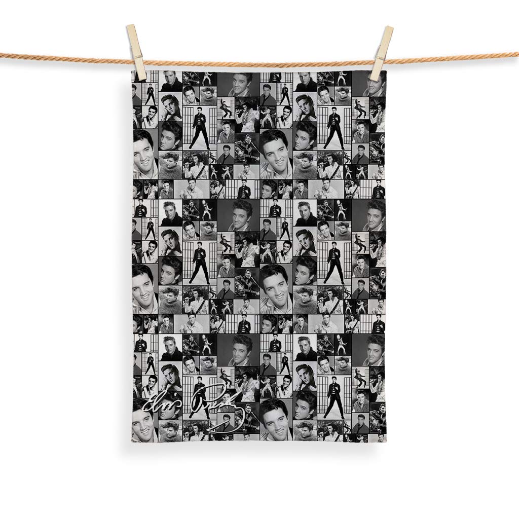 L&S PRINTS FOAM DESIGNS Elvis Black & White Montage - Tea Towel