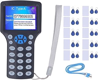 5 Frequency Black NFC RFID Reader HD 2.8inch Full Color Screen Card Copier Writer Duplicator for IC ID Cards and All 125kHz Cards,10 Pcs 125khz Cards,10pcs125kh Key Chains,10pcs 13.56mhz UID,1 USB