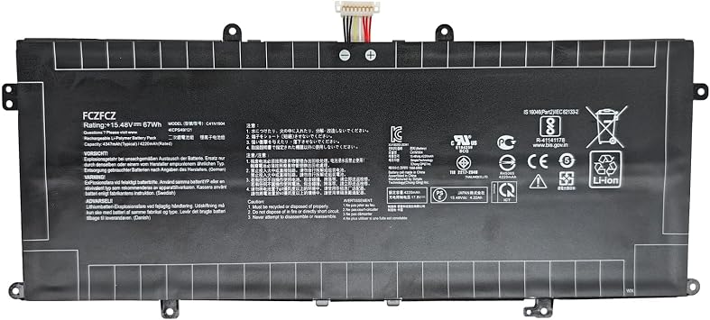 C41N1904 Battery 67Wh 4347mAh Replacement for Asus X435EA VivoBook S14 S435 Zenbook Flip S UX371 Series 4ICP5/49/121 02B200-03660500 0B200-03660000 0B200-03660400 15.48V 4-Cell
