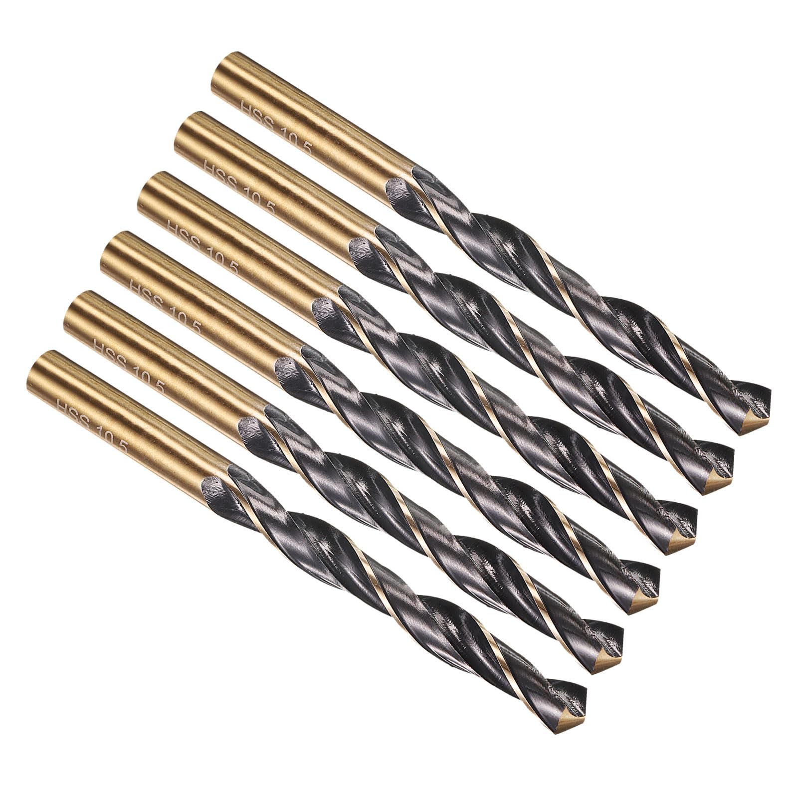 PATIKIL 10.5mm Drill Bit, Jobber Straight Shank M2 High-Speed Steel 135° for Stainless Steel Hard Metal - 6 Pack — image 1