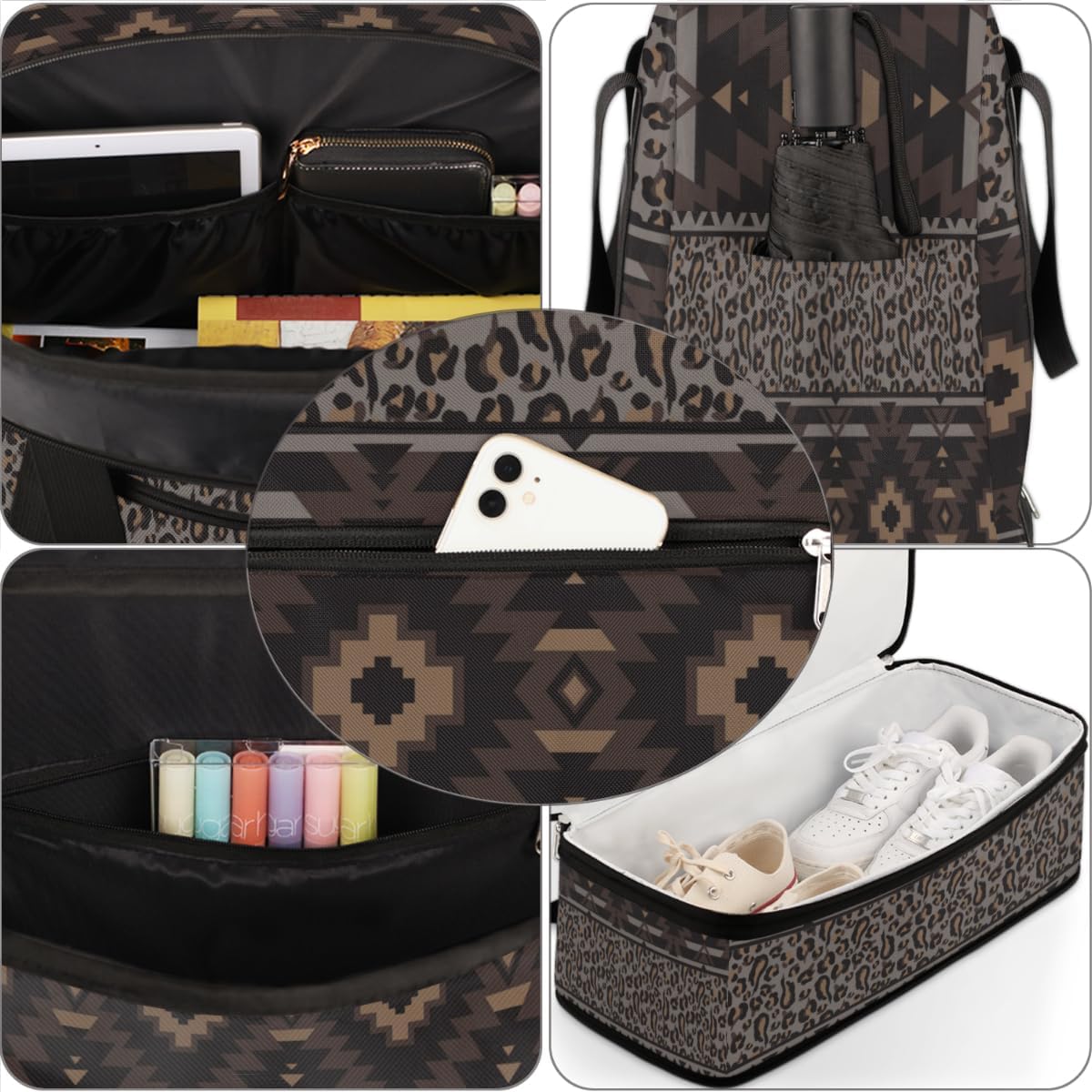 QsirBC Art African Decor Gym Bag for Women Duffle Tote with Shoes Compartment Men Weekender Duffel for Dance Travel Sports Swimming Overnight