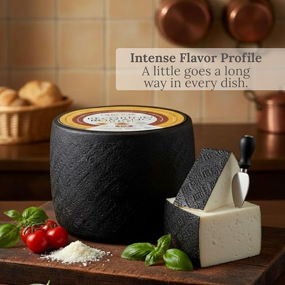 Alma Gourmet Pecorino Romano D.O.P. Gambero Rosso Award-Winning Imported Italian Hard Sheeps Milk Cheese Block Aged 18 Months Black Rind 2 to 2.5 lb Perfect for Grating & Shaving Product of Italy (Lazio)