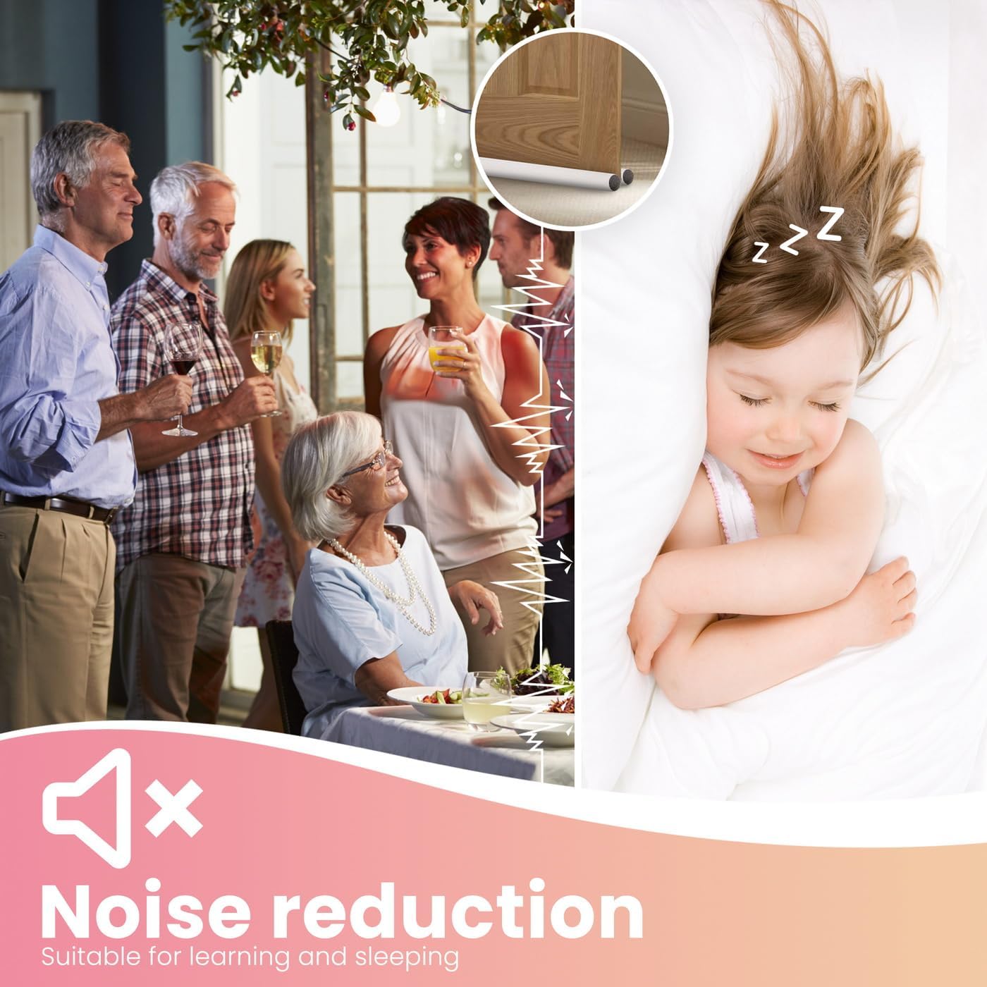 Twin Door Draft Blocker Guard 37 Inch Home Soundproofing Dust Proof Seal Strip Adjustable Door Window Insulation Draft Stopper - White