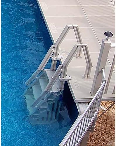 Miniatura 16 de Vinyl Works Escalera de piscina de 24 pulgadas, sistema de entrada de escalera ajustable con pasamanos y superficie antideslizante para piscinas