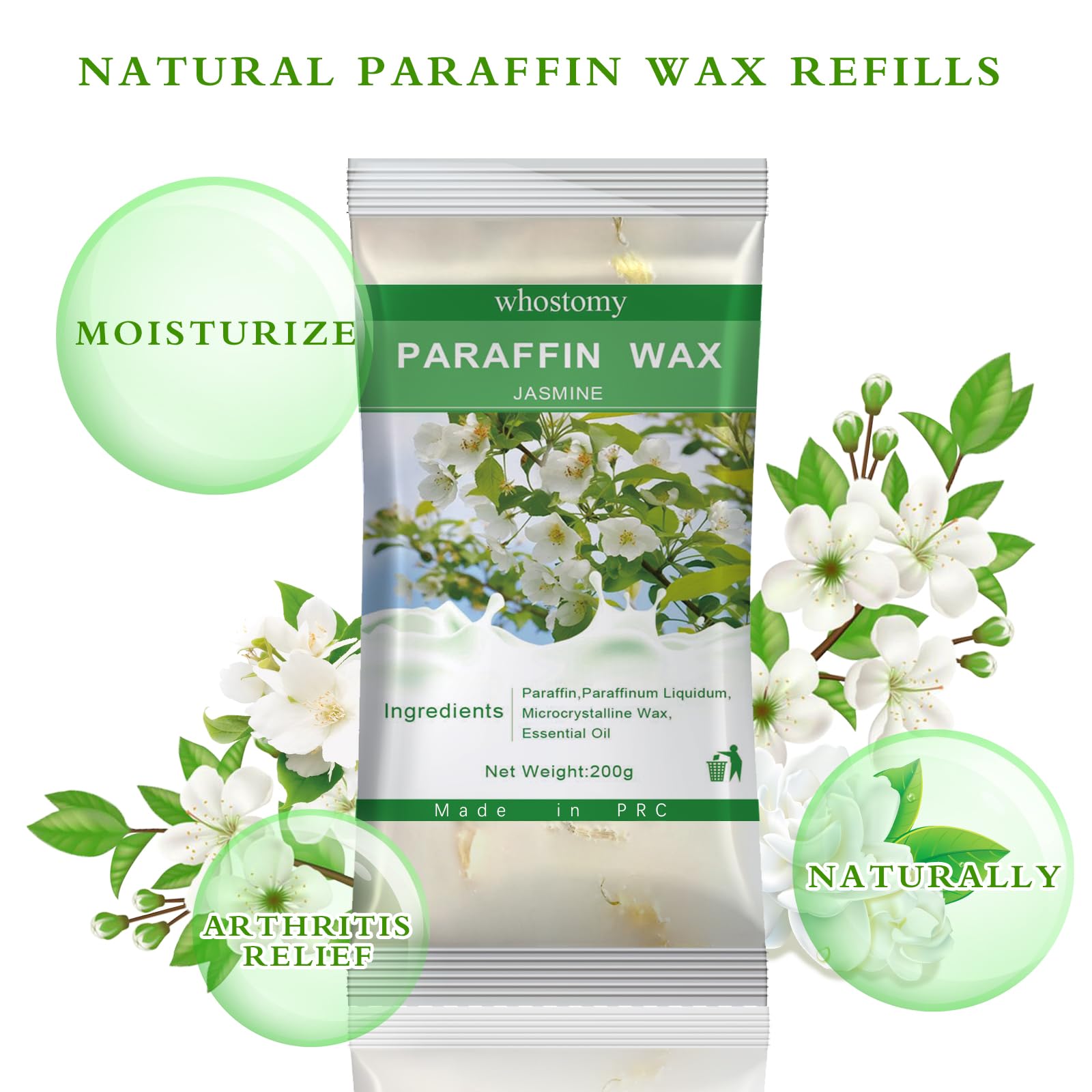 Paraffin Wax Refills, 6 PackParaffin Wax for Hands and Feet, Hot Melt Paraffin Wax Blocks for Paraffin Bath, Jasmine Scent + Dry Flowers, Relieves Muscle Fatigue Nourishes Dry Skin