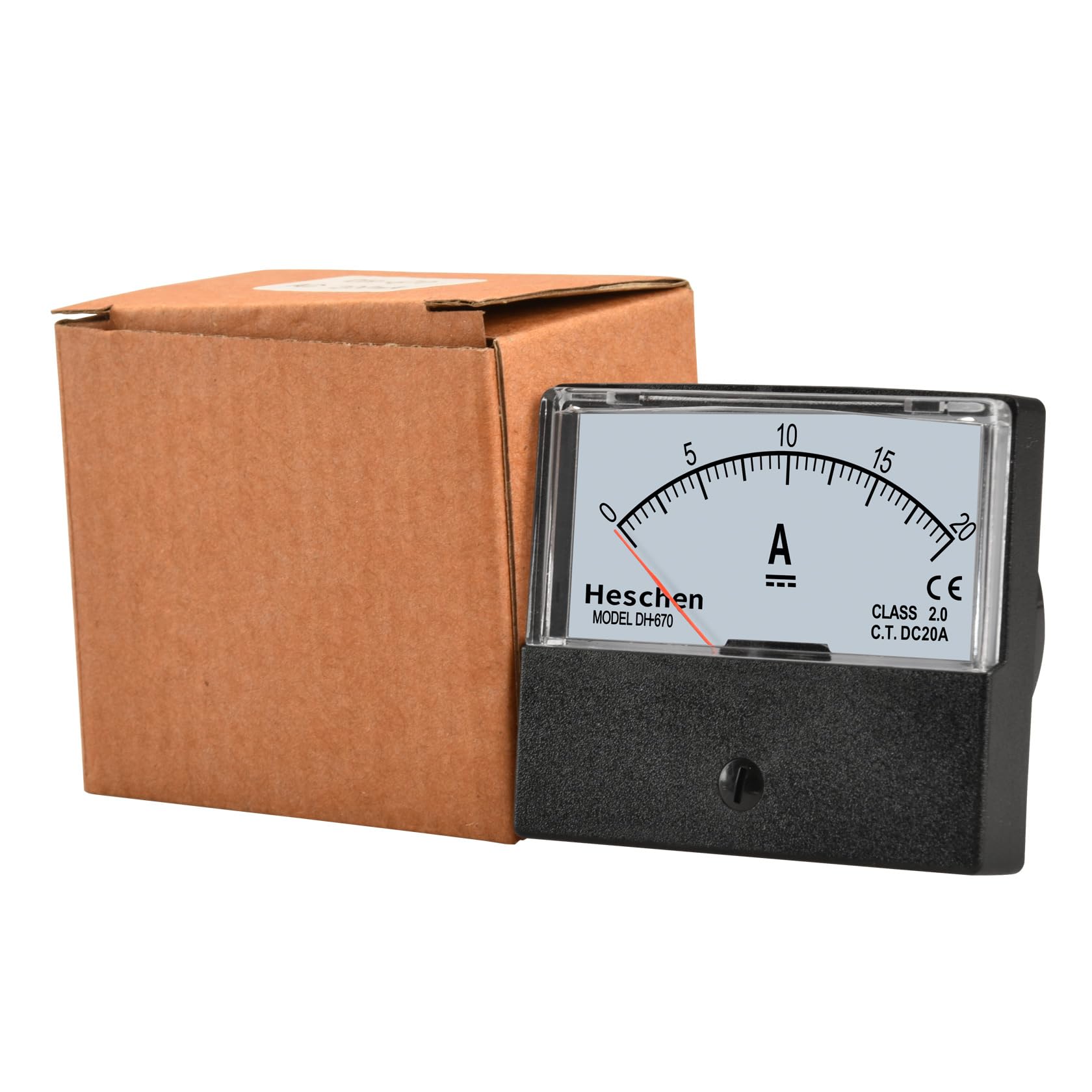 Heschen Rettangolo pannello montato misuratore di corrente amperometro, DH-670, DC 0-20A, 670 stile, classe 2.0