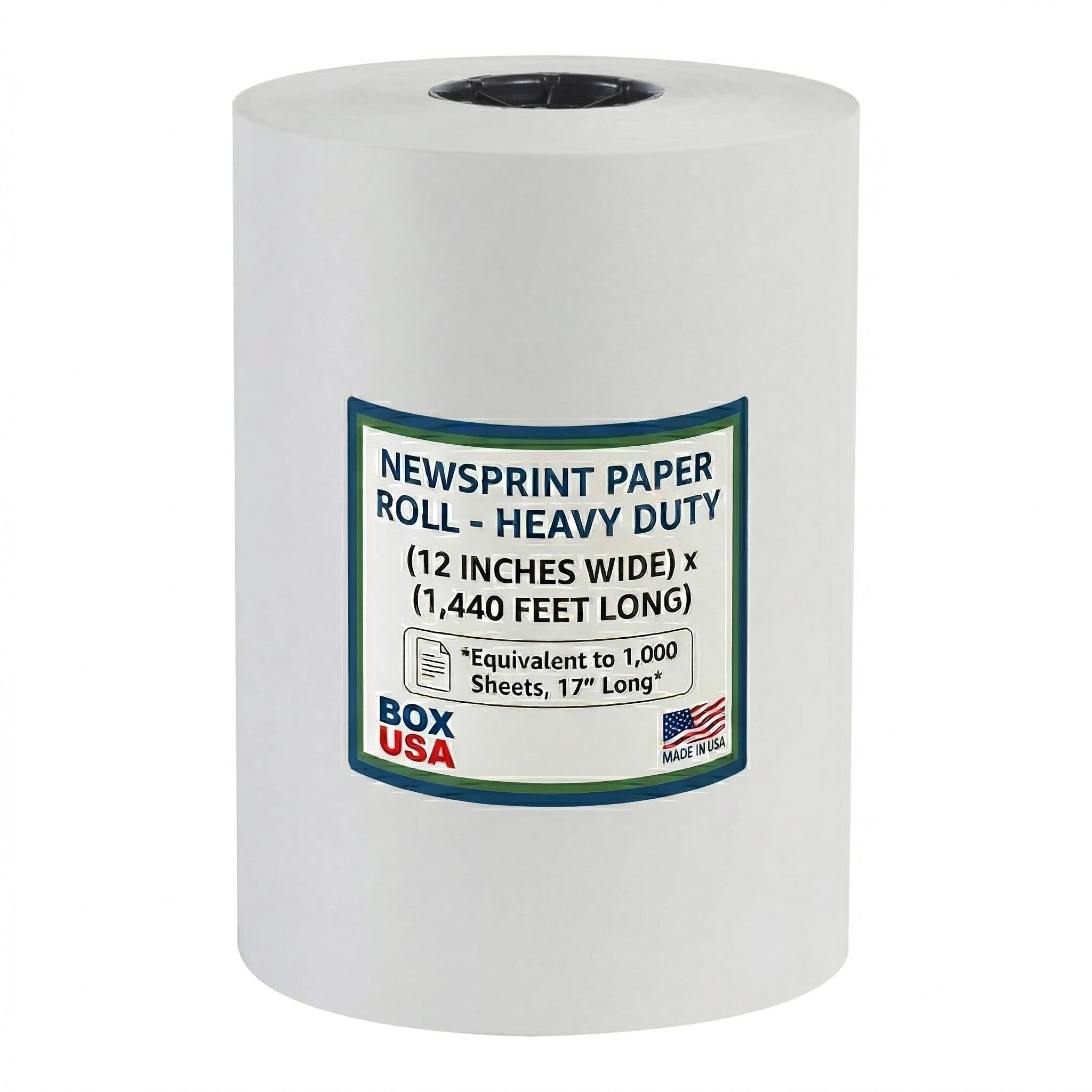 BOX USA Packing Paper Roll 12 x 1400ft (1,000 Sheets 17 Equivalent) - Newsprint Paper for Shipping, Storage and Moving Supplies, White