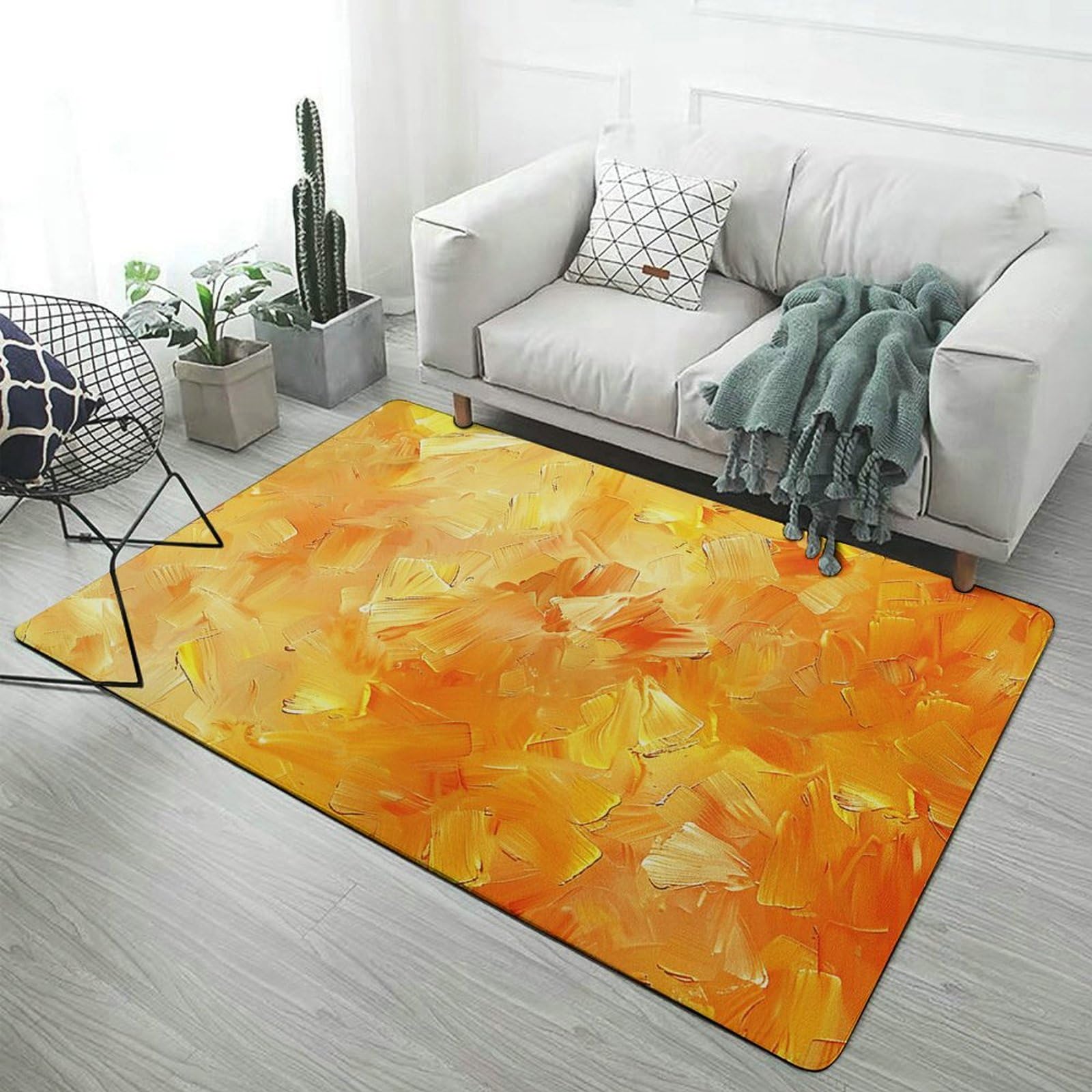 Tapis de sol absorbant et lavable orange et jaune 152x101 cm