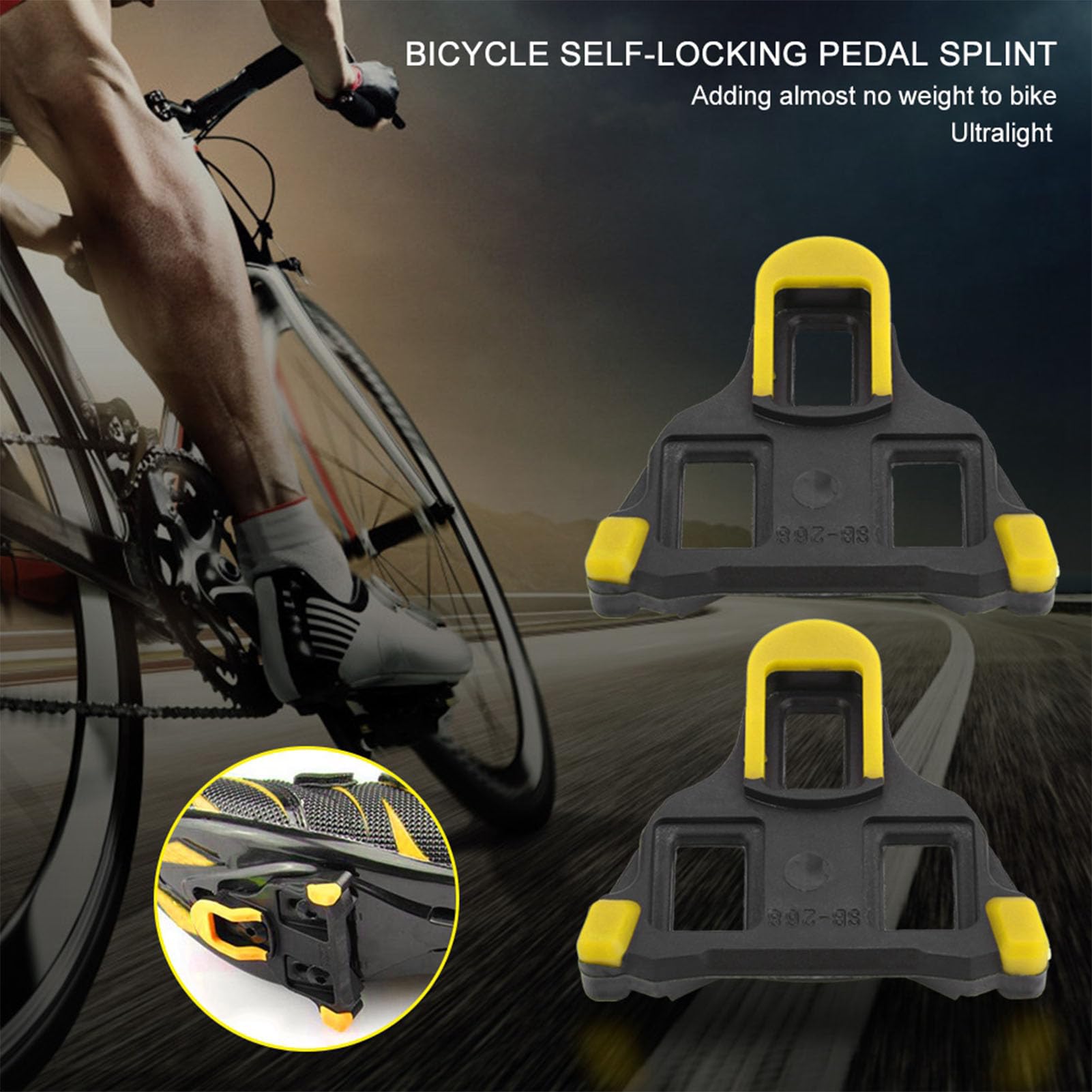 1 Pair Cycling Self Locking System Pedal Cleats Mountain Road Bike Accessory (Yellow)