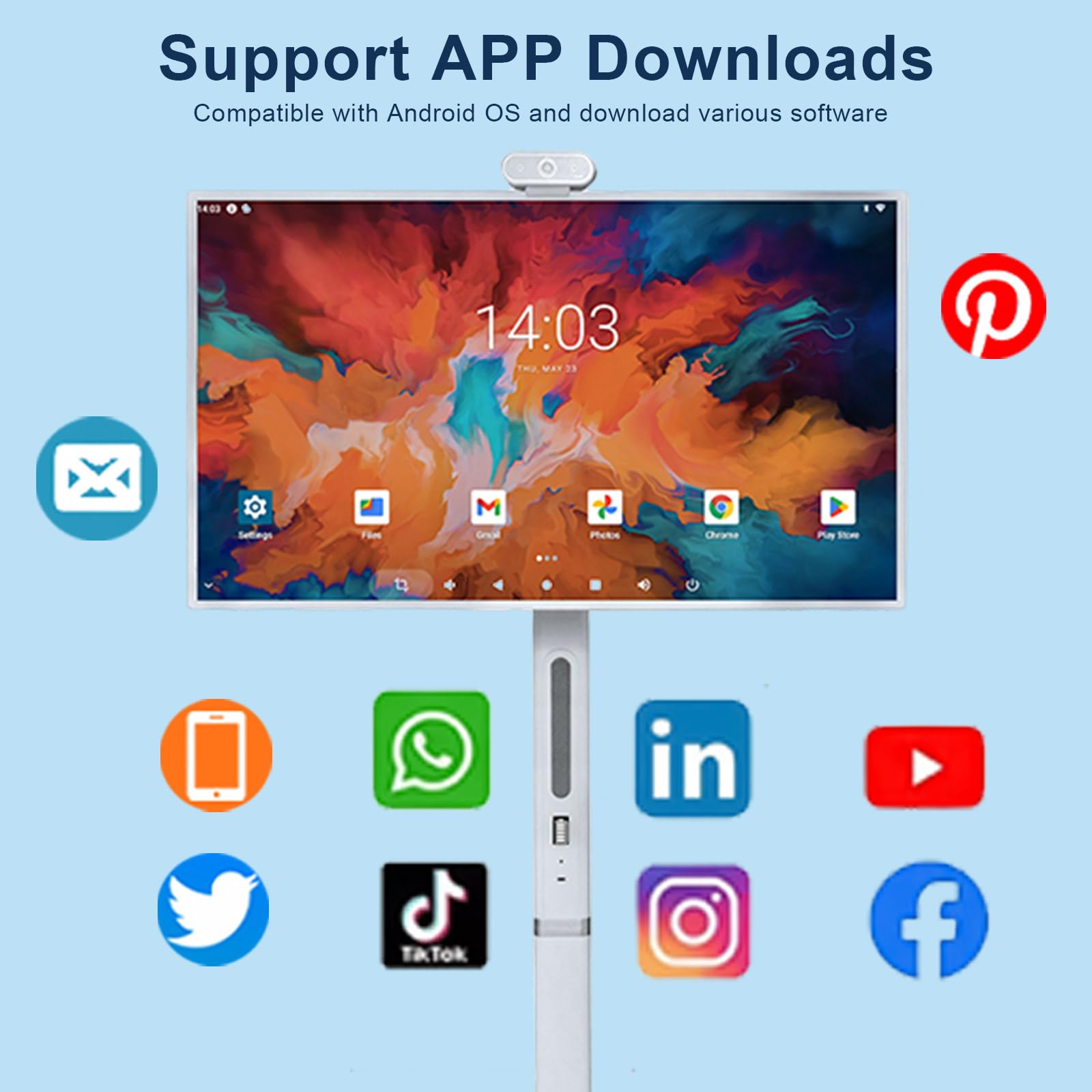 Schermo intelligente portatile con fotocamera HD da 12 megapixel, monitor portatile da 32 pollici 1080p con touch screen compatibile con Google Play Store e Android
