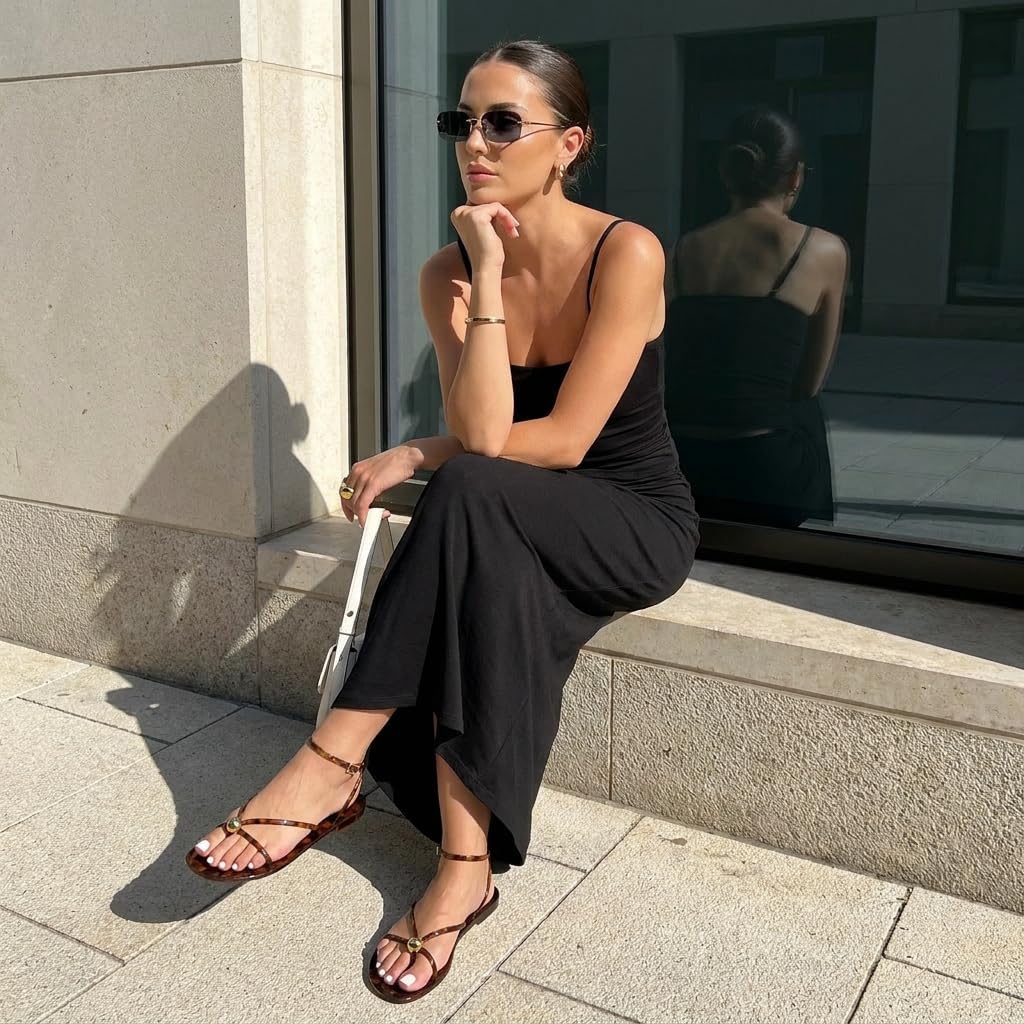 CUSHIONAIRE Vita Jelly Sandals for Women, Casual Lightweight Womens Strappy Sandals with Adjustable Buckle Strap and Gold Hardware Accent thumbnail