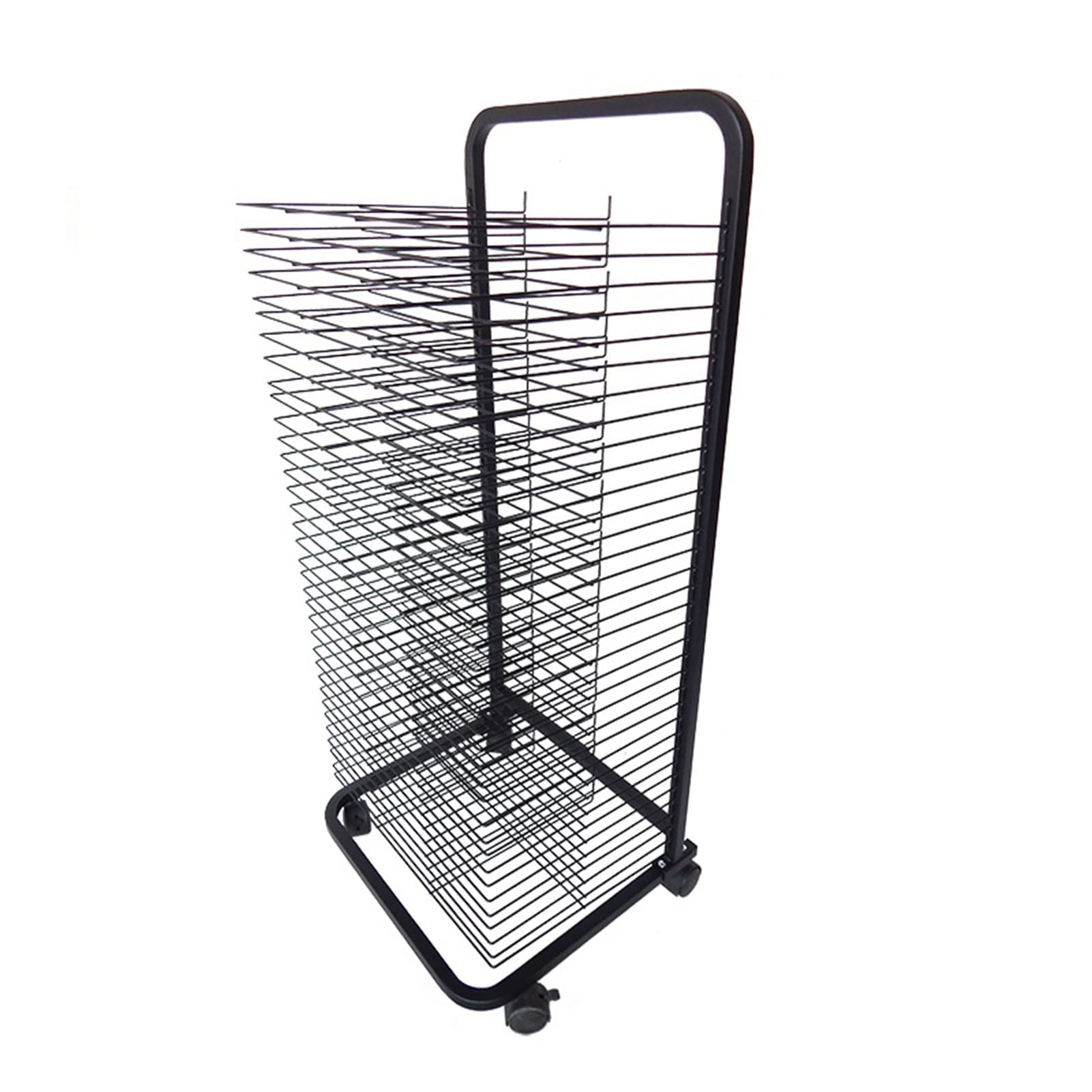 JYHHGDS Mobile Art Drying Rack for Classrooms, Painting Drying Rack Art Organizer for Kids, Metal Artwork Storage Display Rack with Wheels for Schools and Art Clubs, Black Powder-35 Shelves