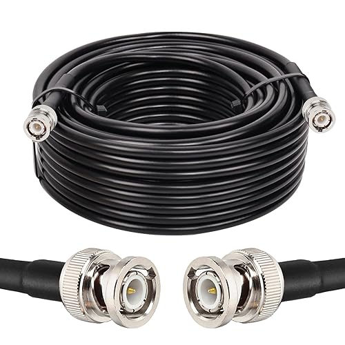 RG8X - Cable coaxial BNC macho a BNC macho de 75 pies y 50 ohmios de pérdida ultra baja para antena, radio RF, módem, osciloscopio, espectro,