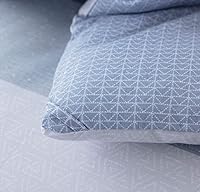 Vista 7 de Sleepbella - Edredón tamaño individual, algodón de 600 hilos, patchwork a rayas en blanco y azul marino, diseño reversible en azul, con relleno