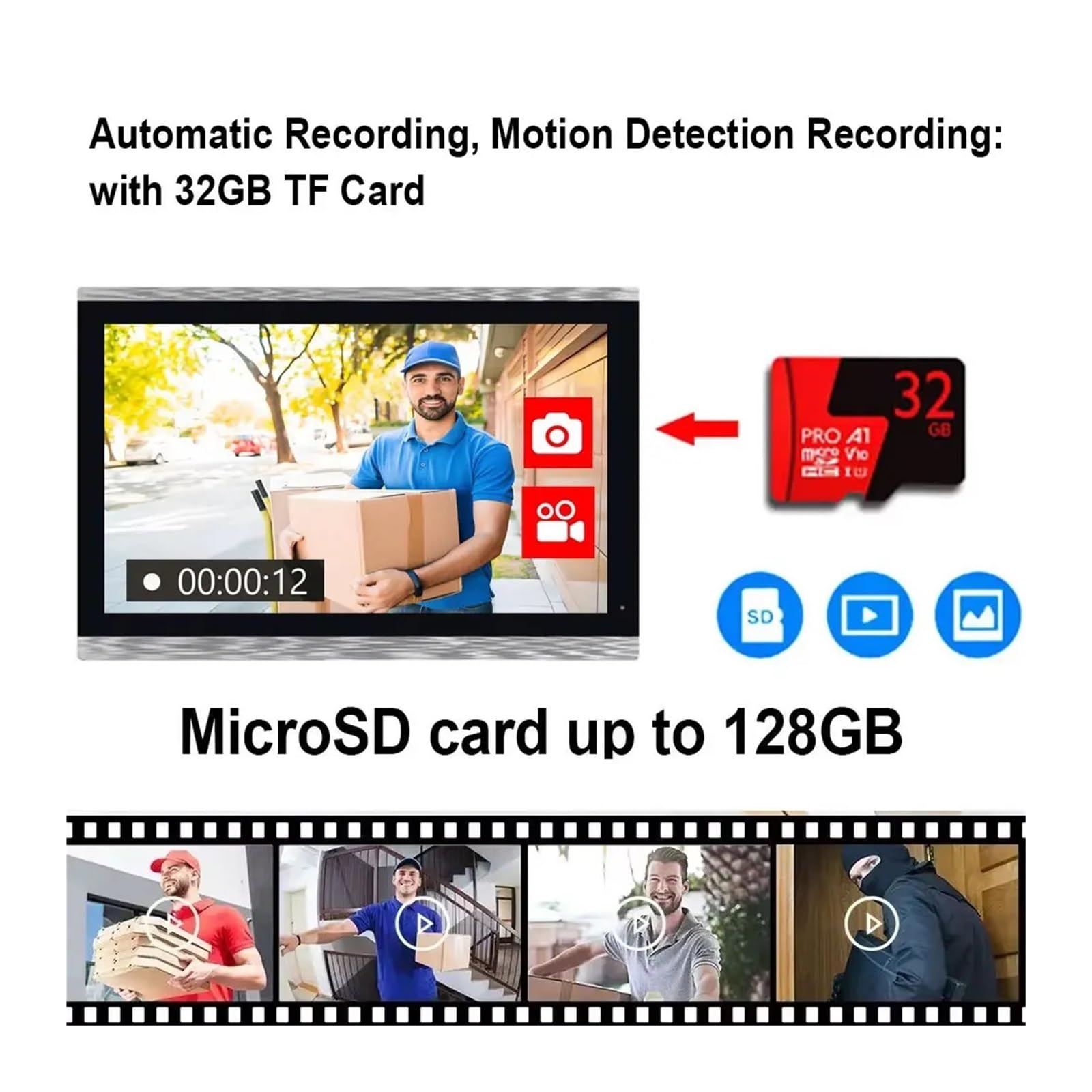 Tuya - Campanello smart video 1080P 5G WiFi a 2 fili, 25,4 cm, touch (1V1 10", argento)