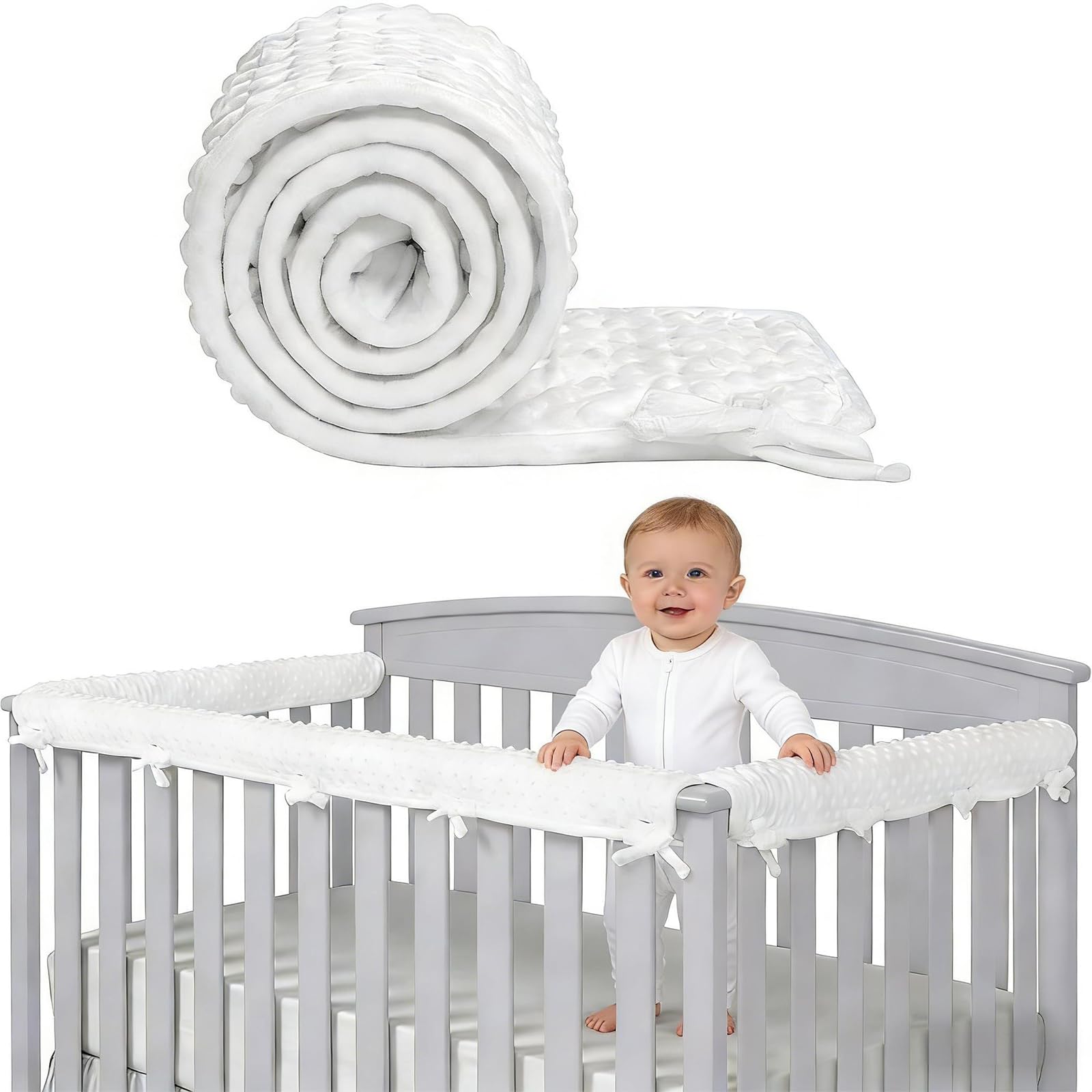 MeYuxg Lot de 3 bordures de lit pour bébé - Protection de bord de lit - 128 x 18 cm - 68 x 18 cm - Protection des bords de lit - Sur les côtés et les rails avant - Protection contre les chutes pour