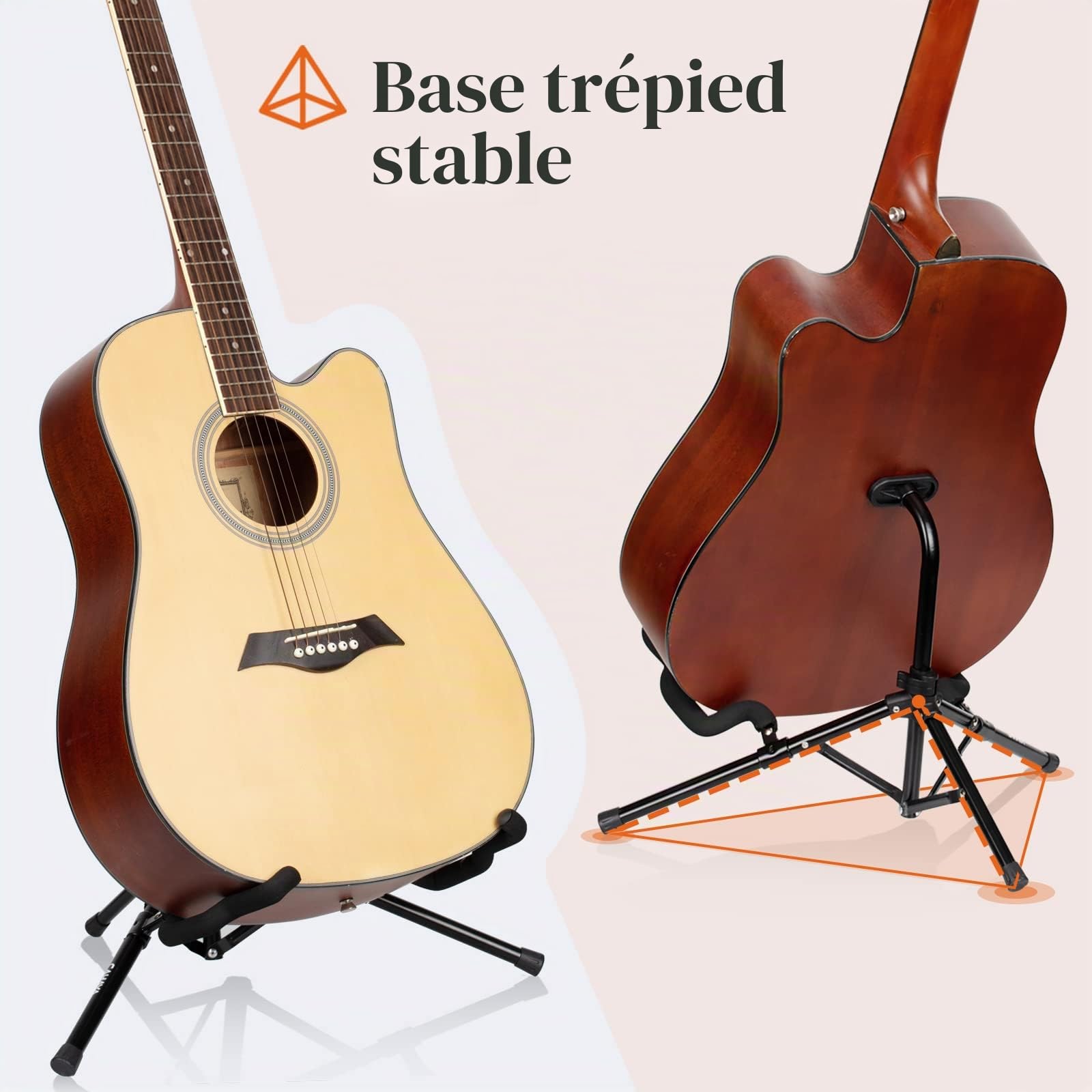 CAHAYA Support de guitare Trépied universel pliable en métal pour guitares acoustiques électriques Ukulélé Violon Banjo Mandoline