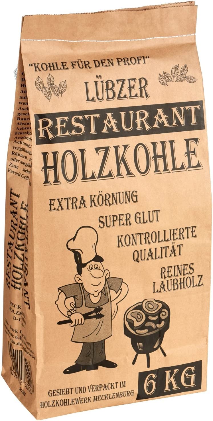 Favorit 2 x 6000 Charbon de Bois pour Barbecue - 12 kg (Bois de feuillu Pur, Grain Extra Large, braises durables, Charbon de Barbecue de qualité Restaurant) - Noir