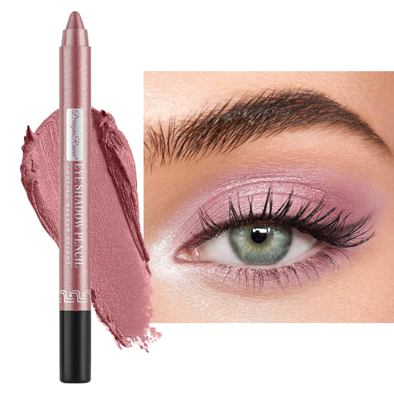 Bolígrafo de sombra de ojos de gusano de seda nacarado, resistente al agua y sin florecer, bolígrafo de gel nacarado brillante, bolígrafo de sombra de ojos de 12 colores (oro rosa)