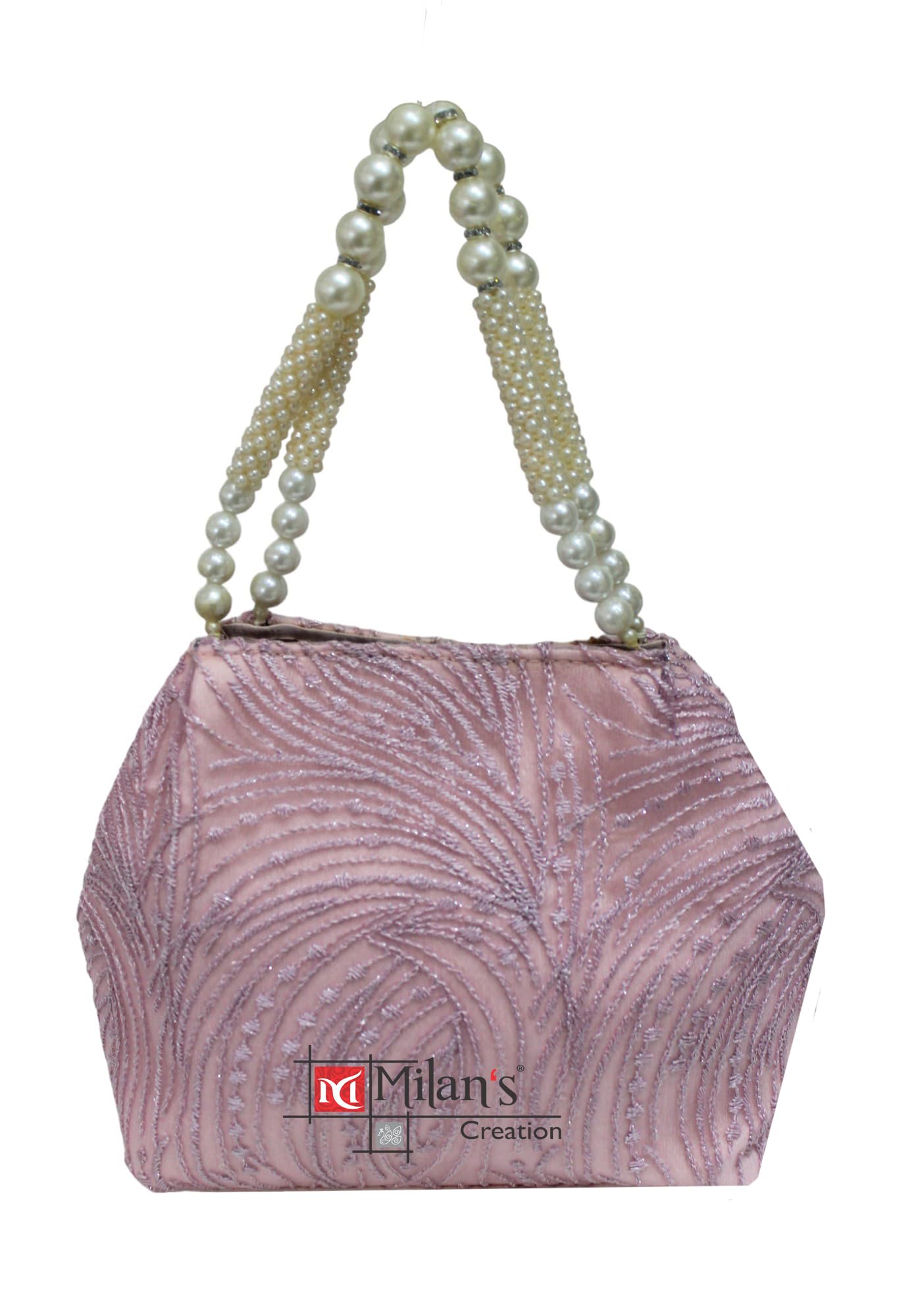 MILANS CREATION Fancy Bag Embroidery Designer Purse Drawstring Womens Handbag with Pearl Handle & Tassel Weddings (Peach Pink) (B0D7QJ6QGW) Amazon Price History, Amazon Price Tracker