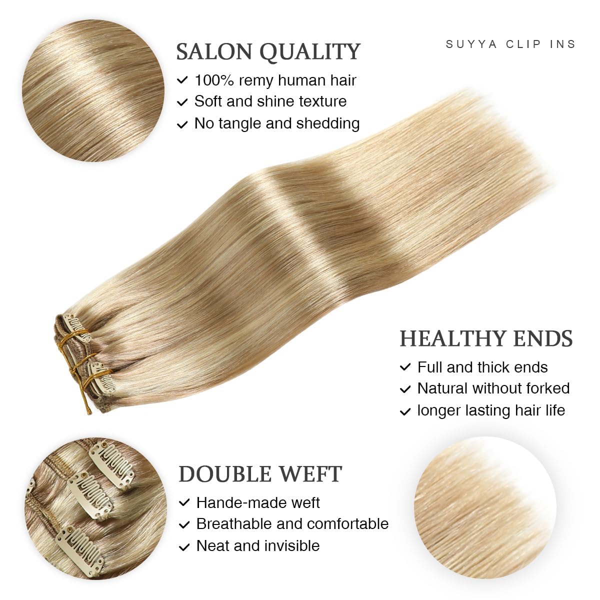 SUYYA Clip in Hair Extensions Real Human Hair - Image 3