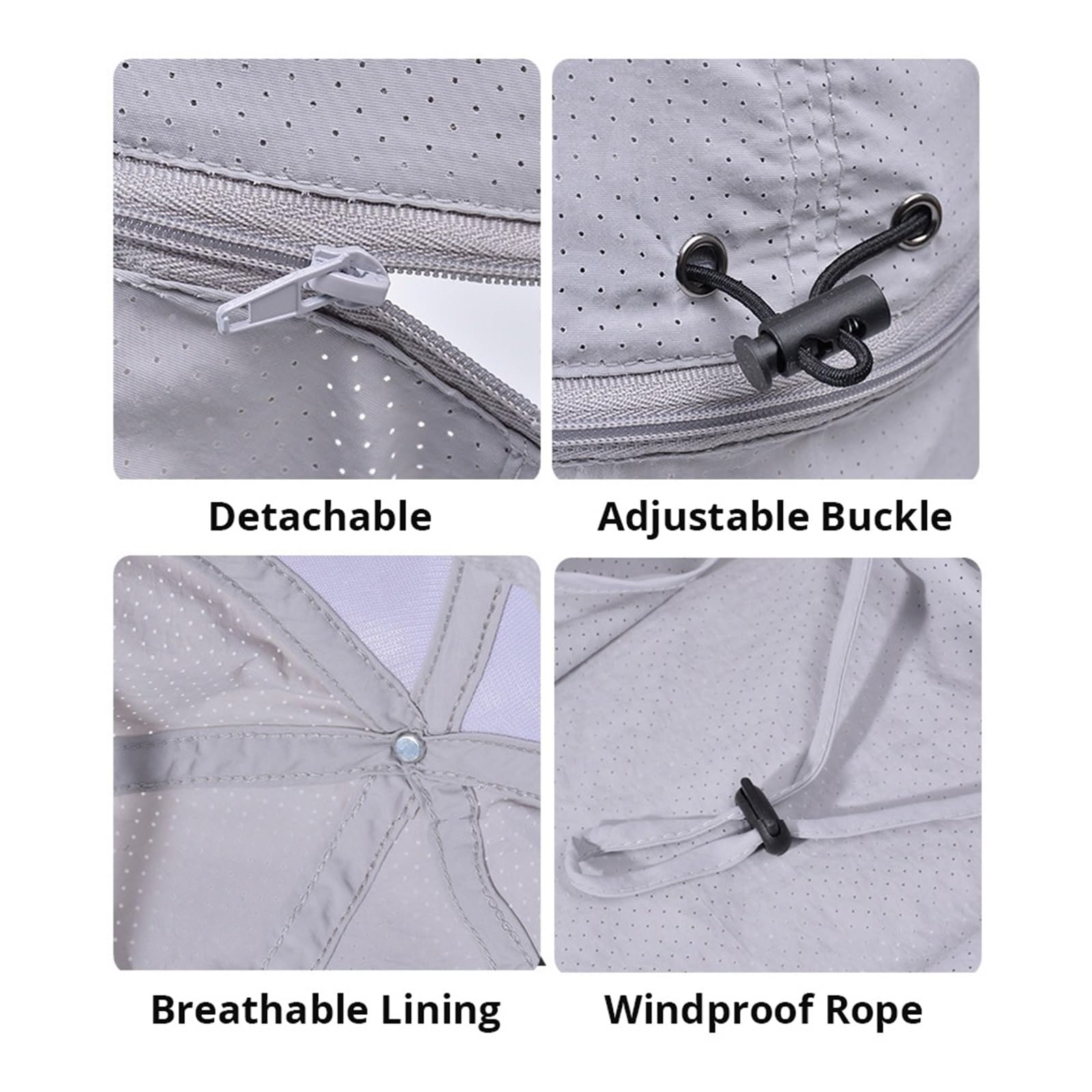 Generico Cappello da Pescatore Esterno Compatibile for Uomo Berretto Baseball Staccabile Estivo Anti-Falda Trekking Maschile