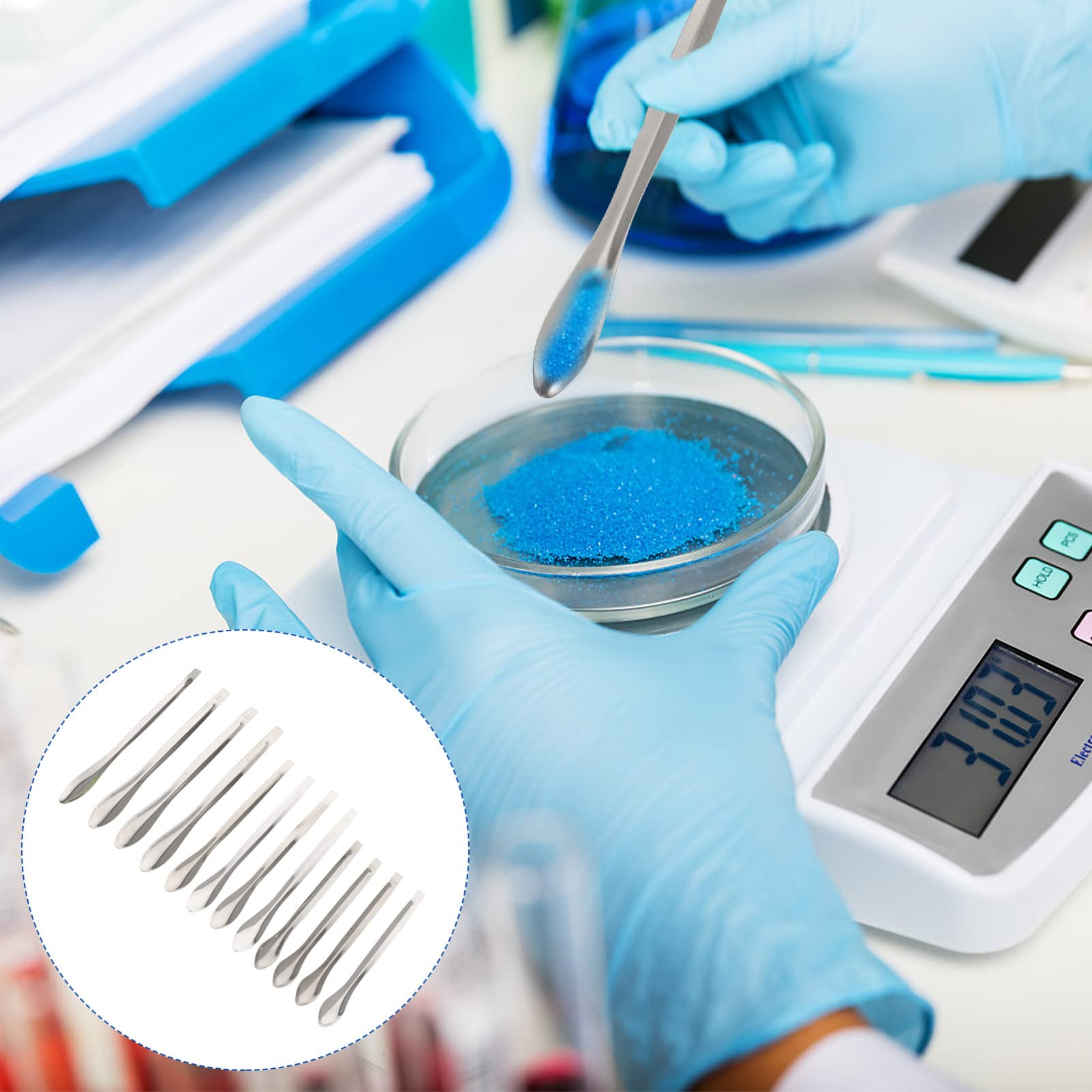 NAMOARLY 12pcs Spoon Sampling Measure Spatula Experiment Measuring Scoop Lab Sampling Useful Measure Laboratory Measure Labs Measure Scoop Tool Mini Scoop Micro for Stainless Steel