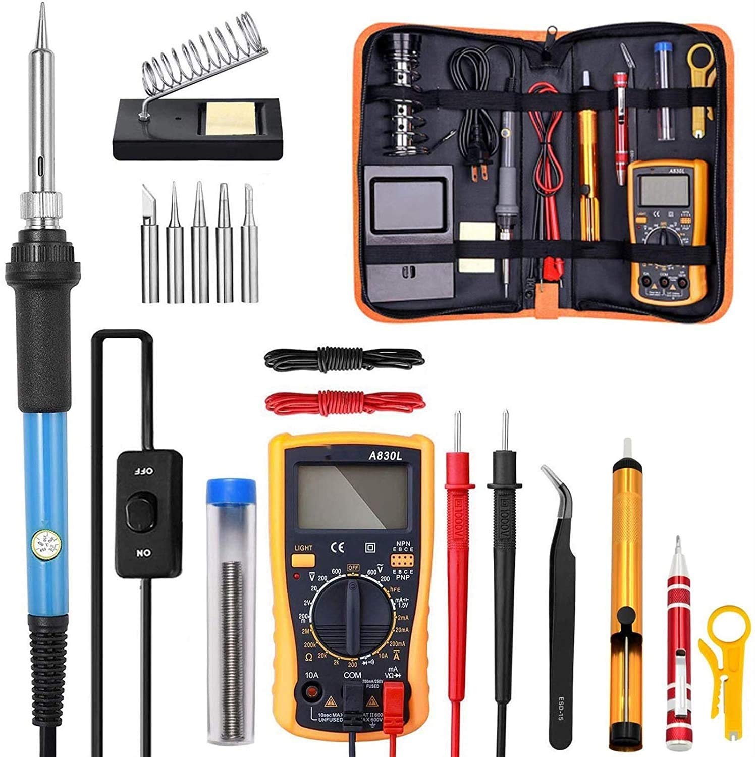 Kit de soldador de hierro de soldadura de temperatura ajustable confiable, estación de soldadura de reparación de lápices de calor, equipo de soldadura (color : S2 1 azul Set) (color: S2 3 azul Set)