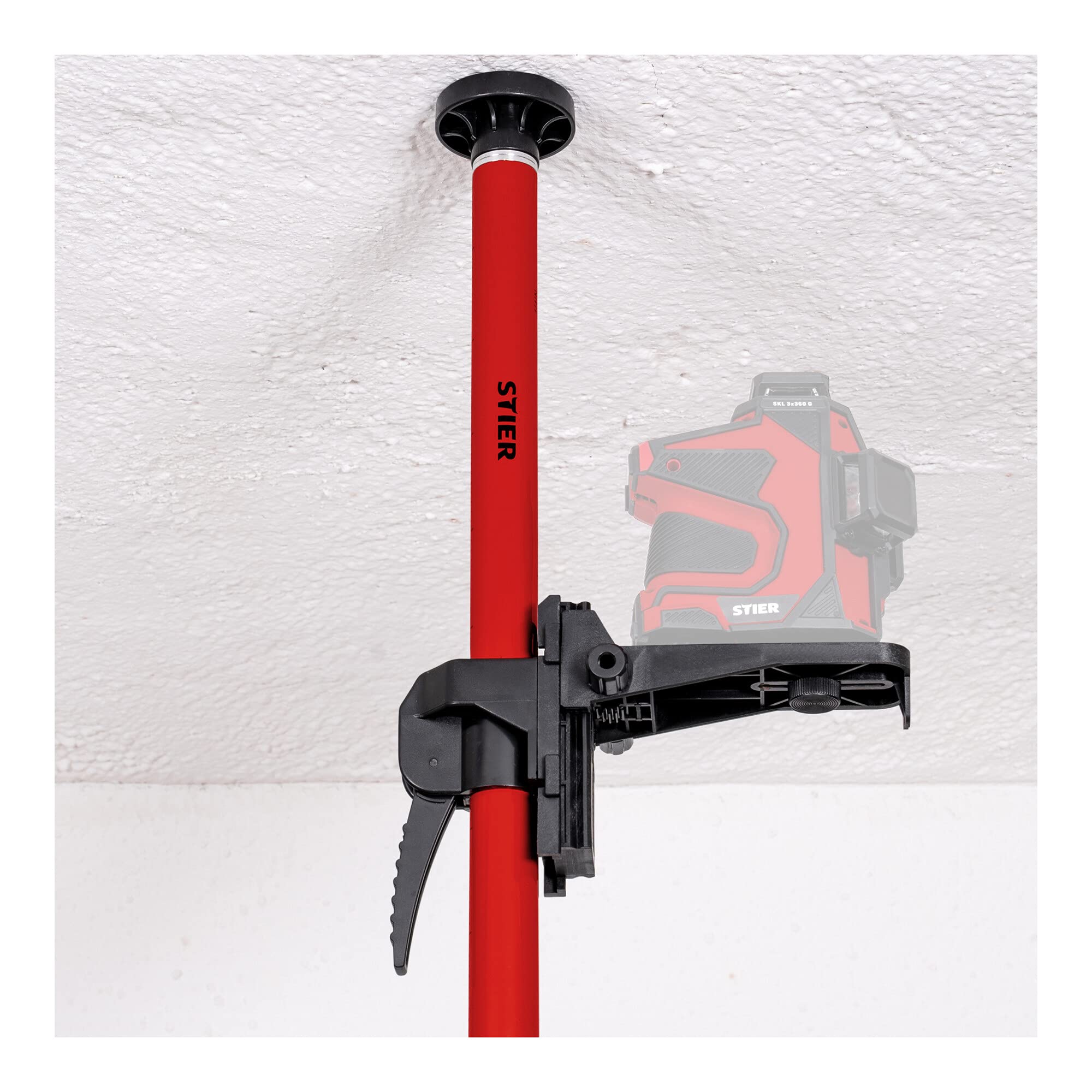 Tige télescopique STIER pour laser à lignes croisées de 360 cm, appareils de mesure laser et accessoires, 20 à 365 cm de hauteur, support télescopique pour les appareils de nivellement, compatible