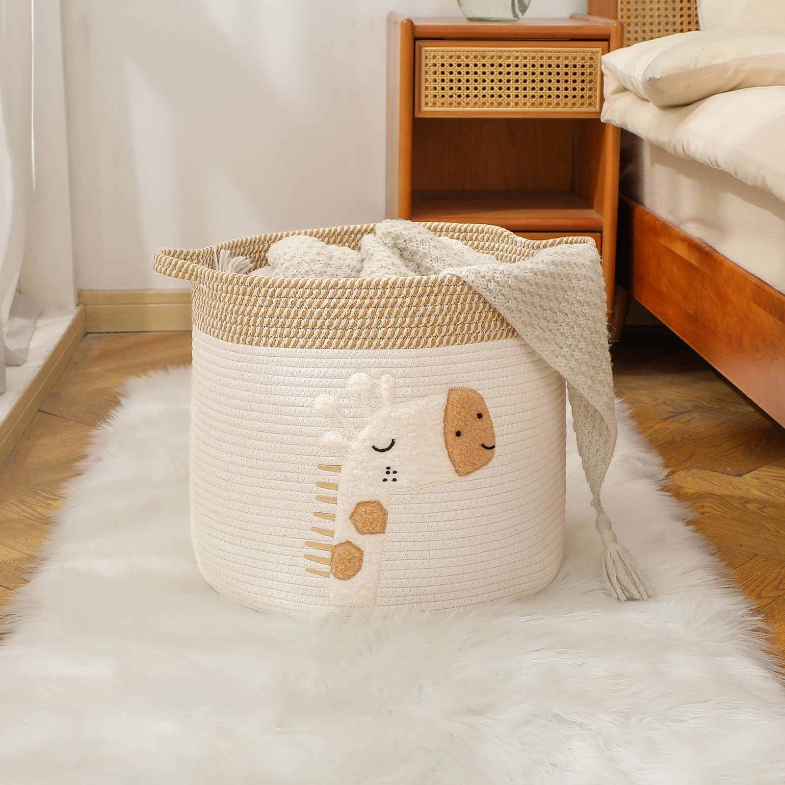 Aufbewahrungskorb Wickeltisch Korb Kinderzimmer Aufbewahrung Körbe Deko korb, Aufbewahrungskorb für Babys Kinder Spielzeugkorb Geschenke für Regale Badezimmer Bad Wickeltisch Organizer(Groß, Giraffe)