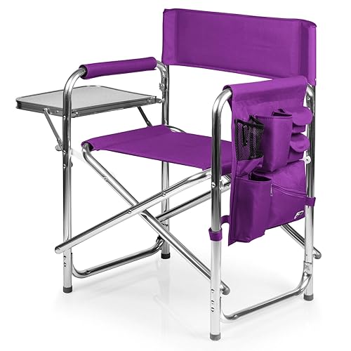 Sports Chair with Side Table and Armrest Caddy, Lightweight Aluminum