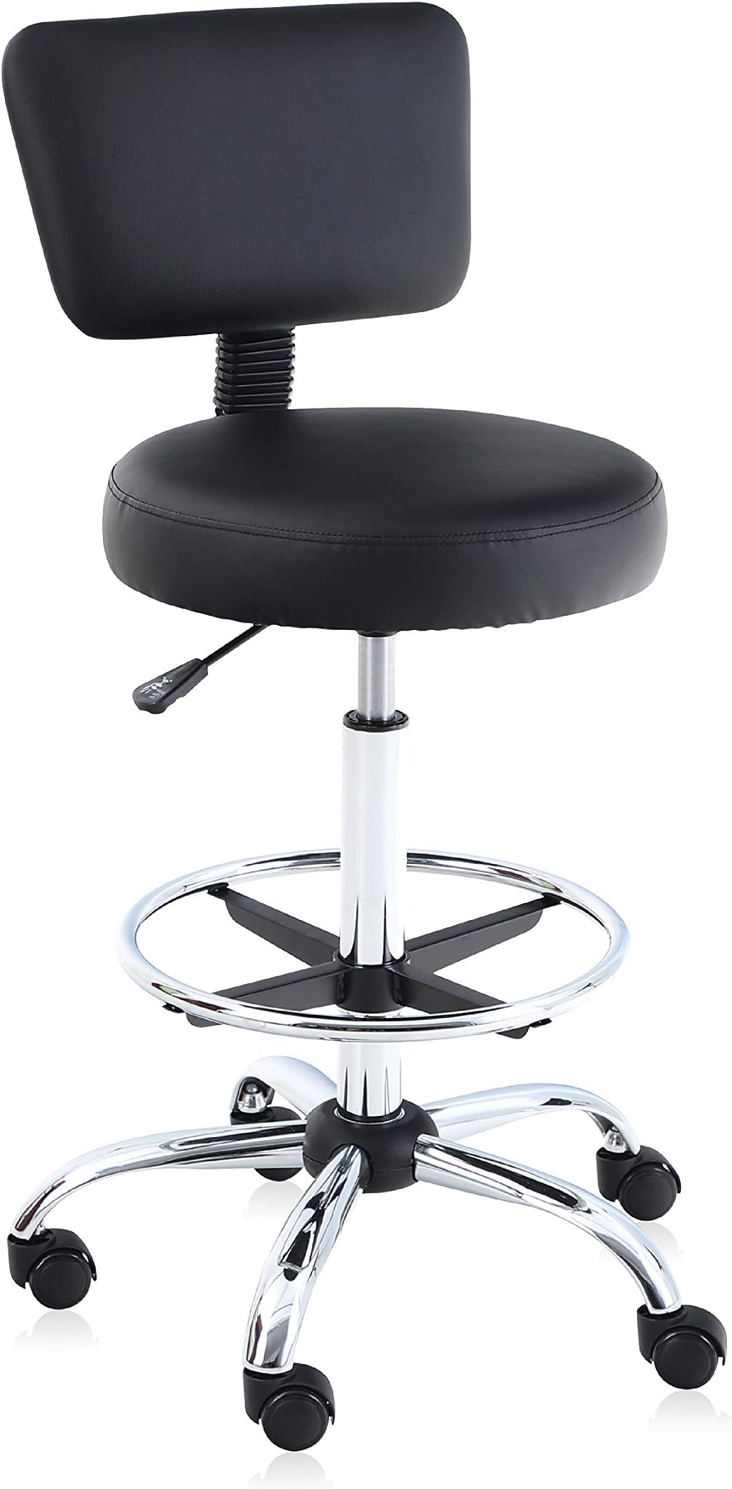 ALPHA HOME Office Chair Drafting Chair Ergonomic Office Chair Desk Chair Medical Spa Stool Support Modern Executive Mid Back Rolling Swivel Adjustable Computer Chair,Black