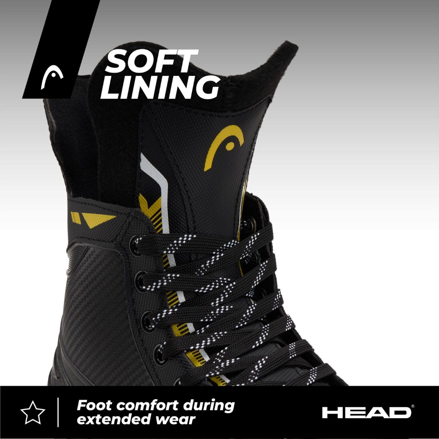 HEAD S90-PLUS Eishockeyschlittschuhe – Für Anfänger, Schwarz, PVC/Polyester, Kufen Aus Rostfreiem Stahl, Längenverstellbar, Weiches Futter (Gr. 43) HEAD S90-PLUS Eishockeyschlittschuhe – Für Anfänger, Schwarz, PVC/Polyester, Kufen Aus Rostfreiem Stahl, Längenverstellbar, Weiches Futter (Gr. 43)