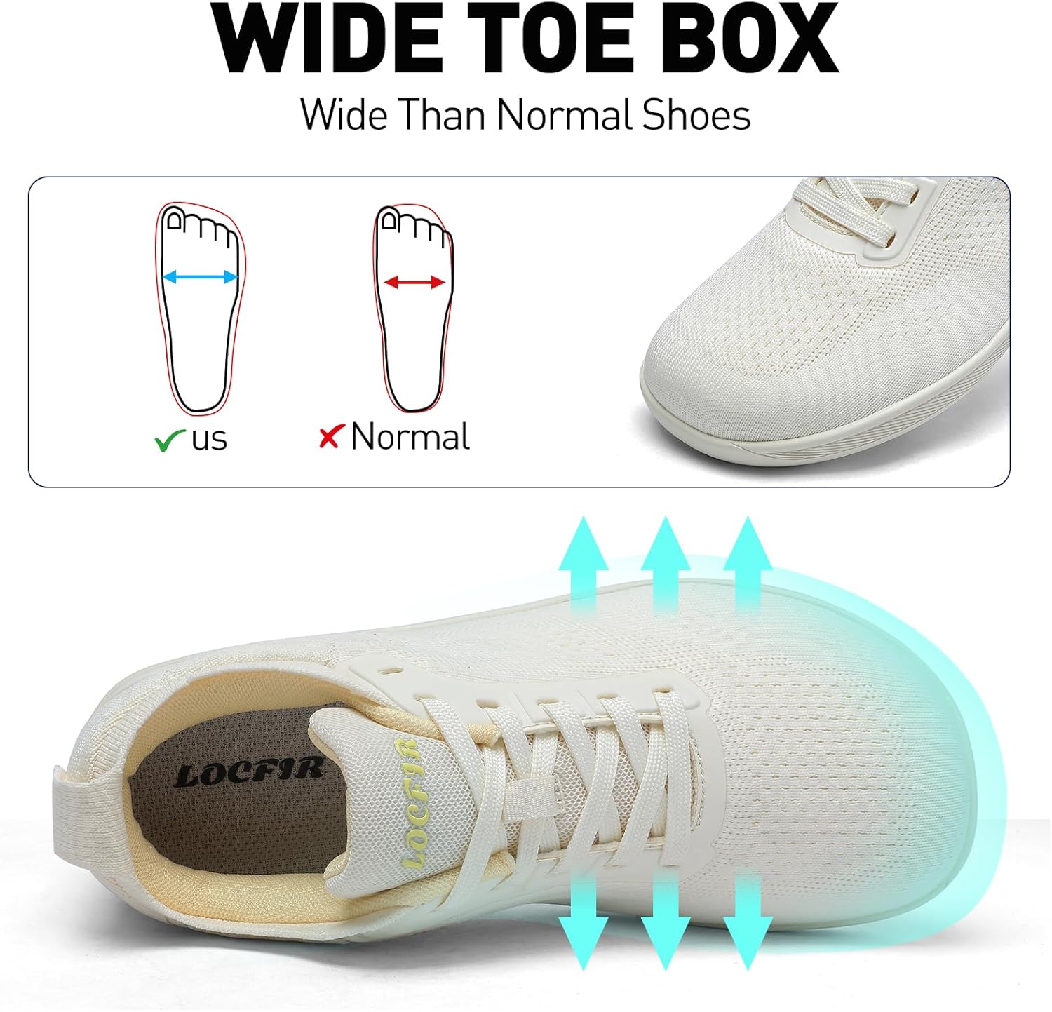 Wide Toe Box Barefoot Shoes for Women with Arch Support Minimalist Zero-Drop Cross Training Sneakers - Image 2