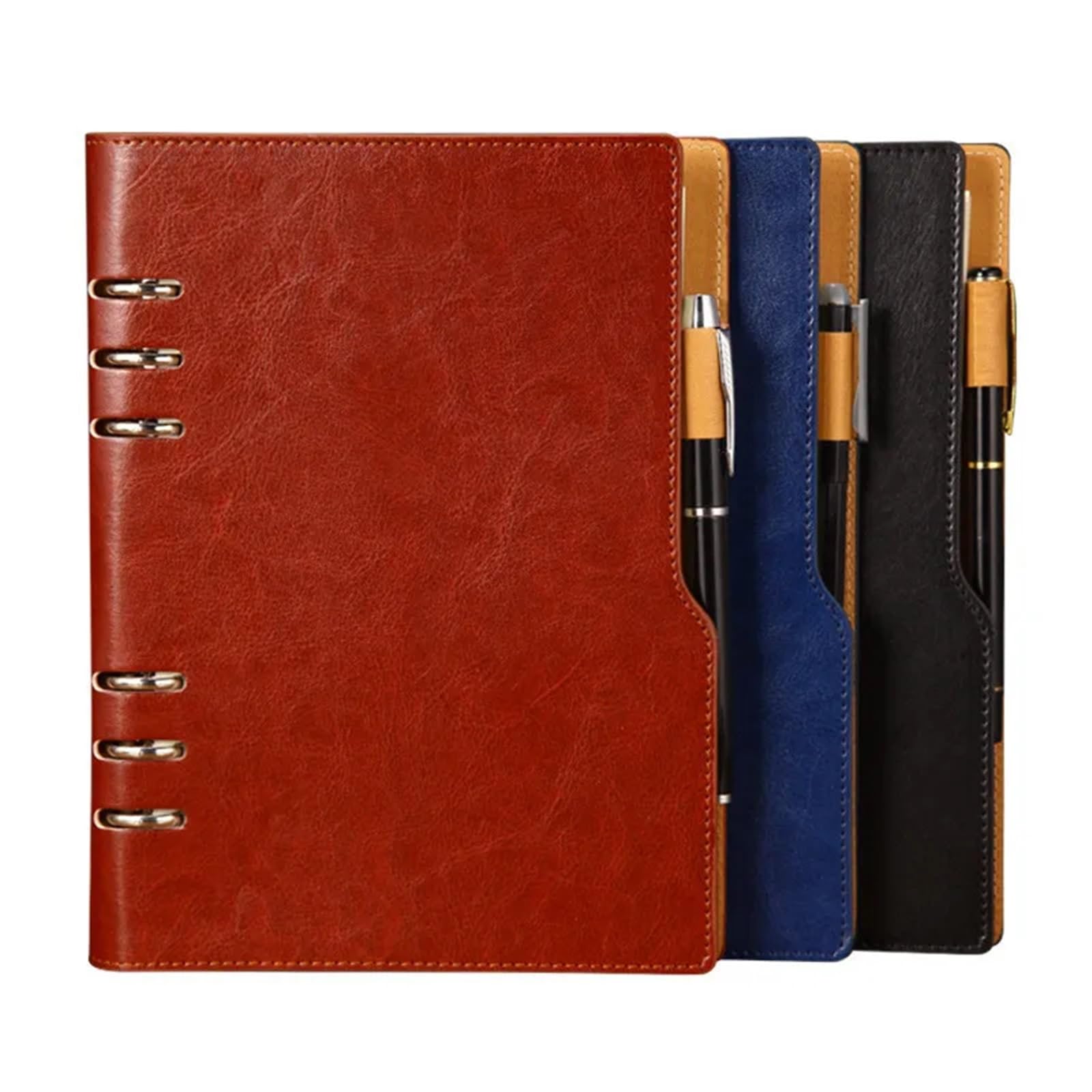 Notizblock 2Set Notebook for Büro & Business Planer Student Tagebuch PU Leder Abdeckung Lose-Blatt Binder 100 Blatt A5 schreiben Papier Memo Notizblock(Red)