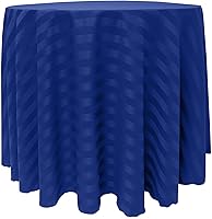 Vista 18 de ULTIMATE TEXTILE Mantel redondo de rayas satinadas de 72 pulgadas, color azul marino