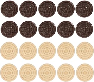STOBOK 48PCS Wooden Checkers Pieces Replacement Ridged Game Chips Stackable Ridge in Natural Wood Color