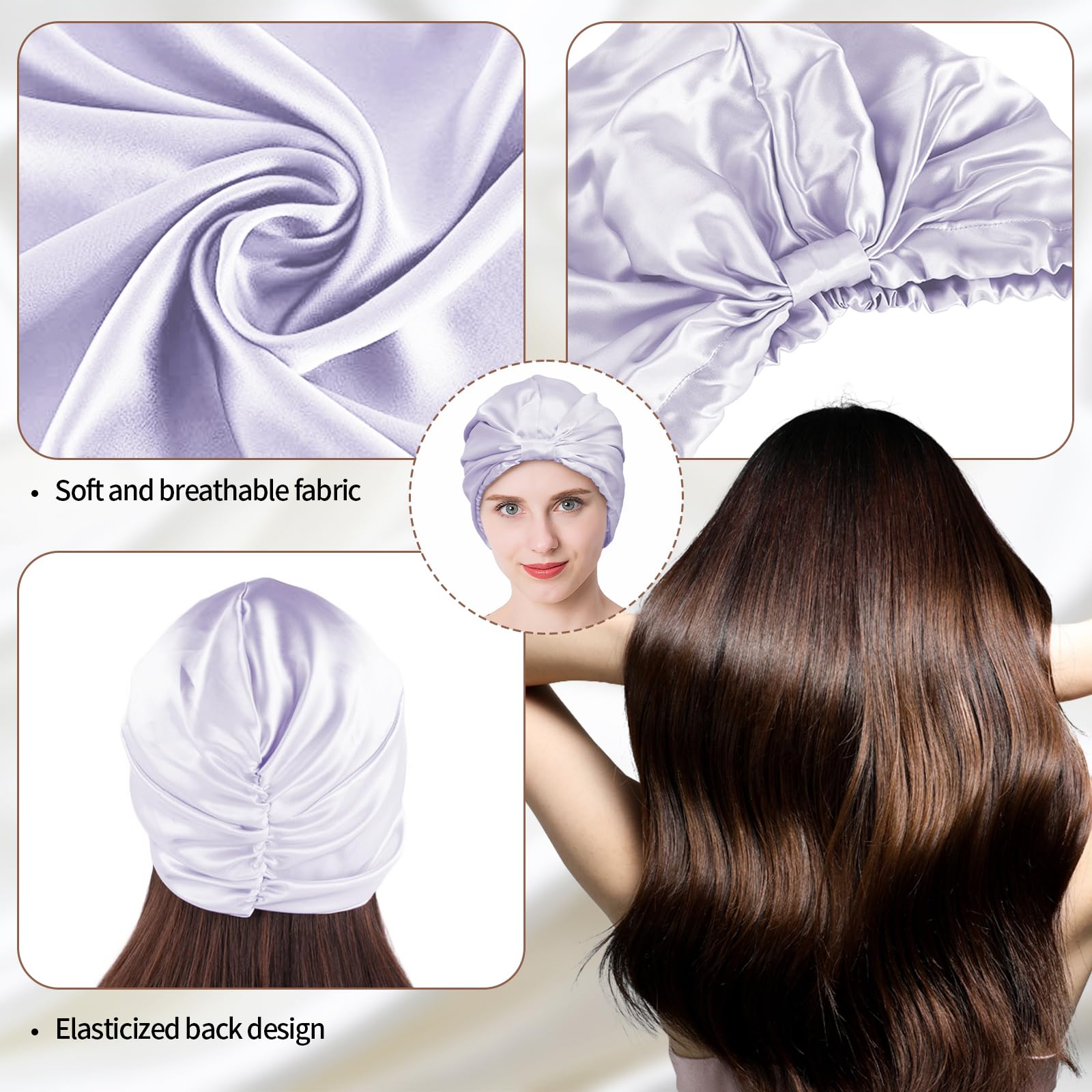 townssilk 100% seta di gelso, cappello da notte da donna, 16 momme, in seta, ideale per i capelli, protegge i capelli, cappello da notte in seta,popolare,lavender